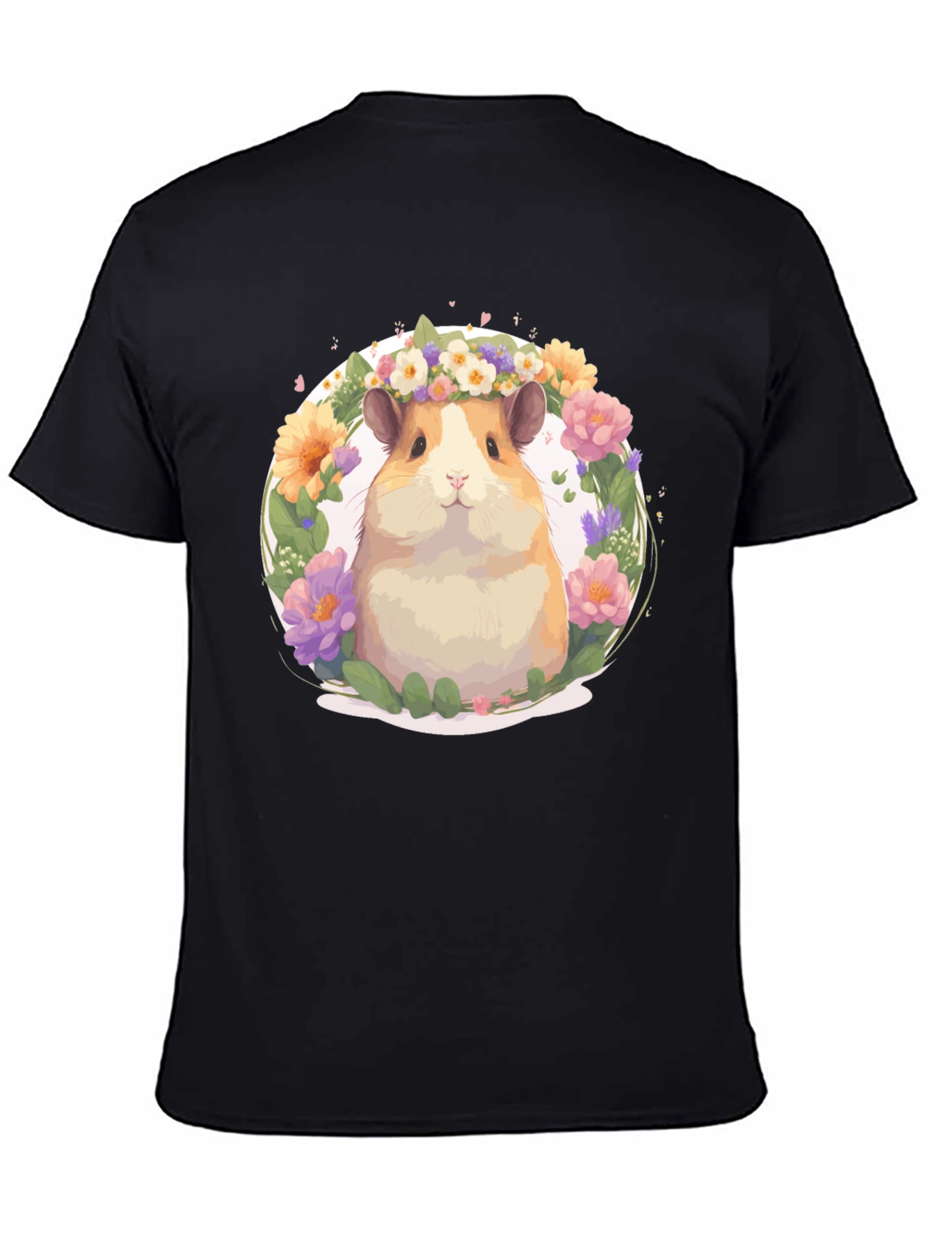 Cute Hamster Floral Wreath T-Shirt - Unisex