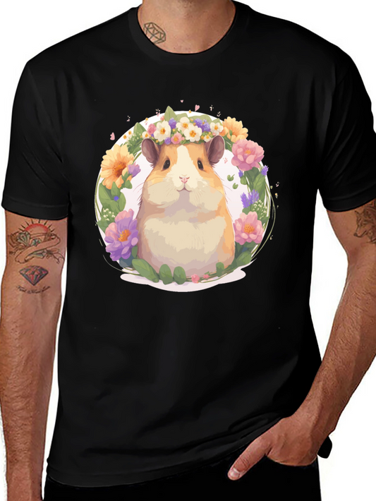 Cute Hamster Floral Wreath T-Shirt - Unisex