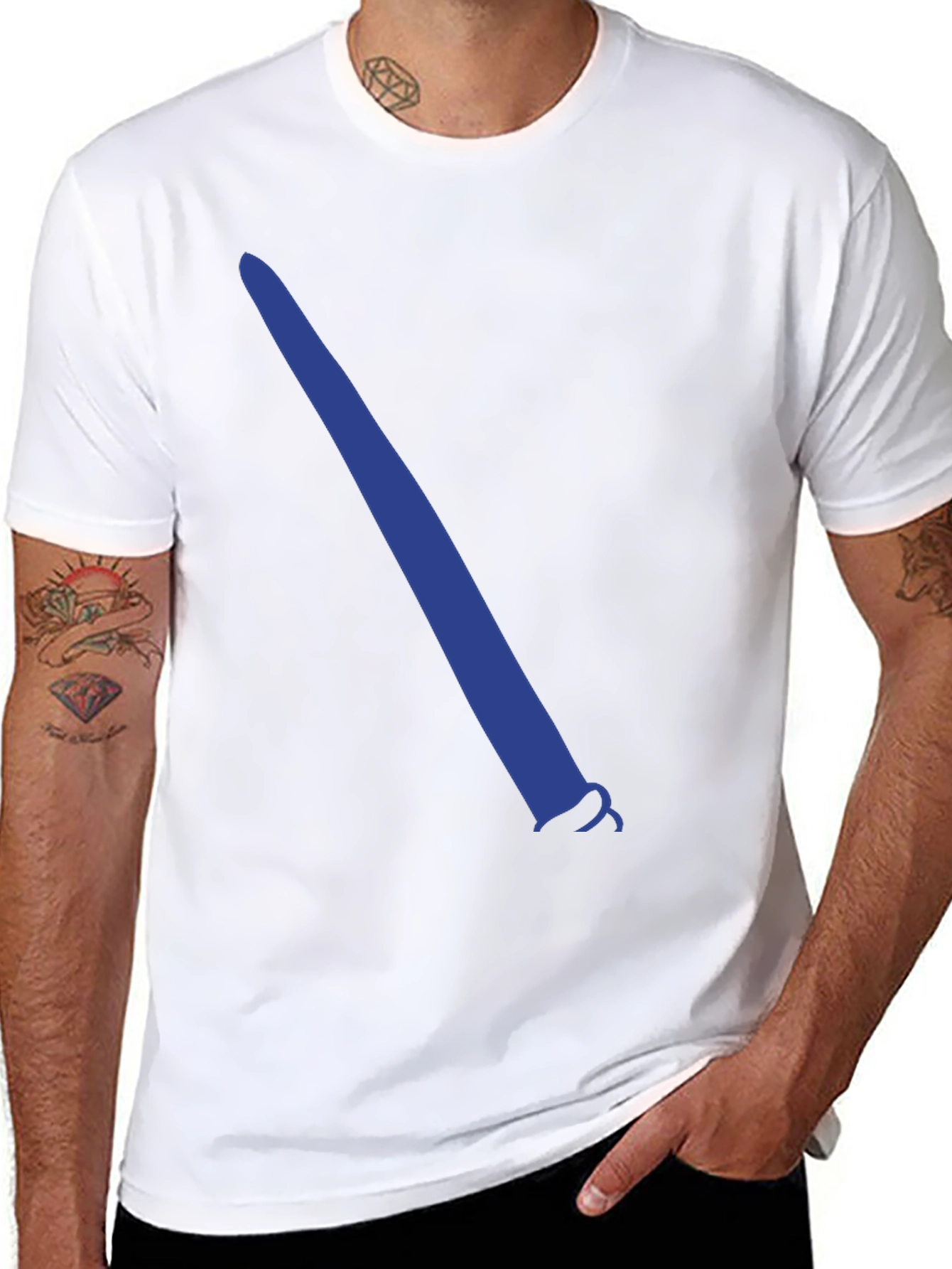 Black T-Shirt with Blue Lightsaber Graphic
