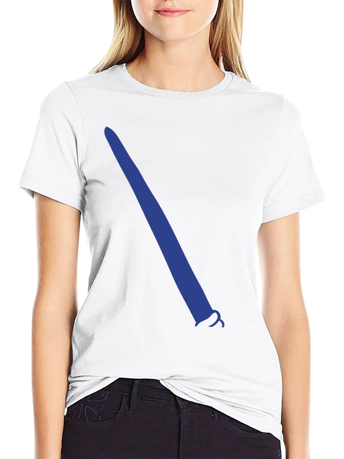 Black T-Shirt with Blue Lightsaber Graphic