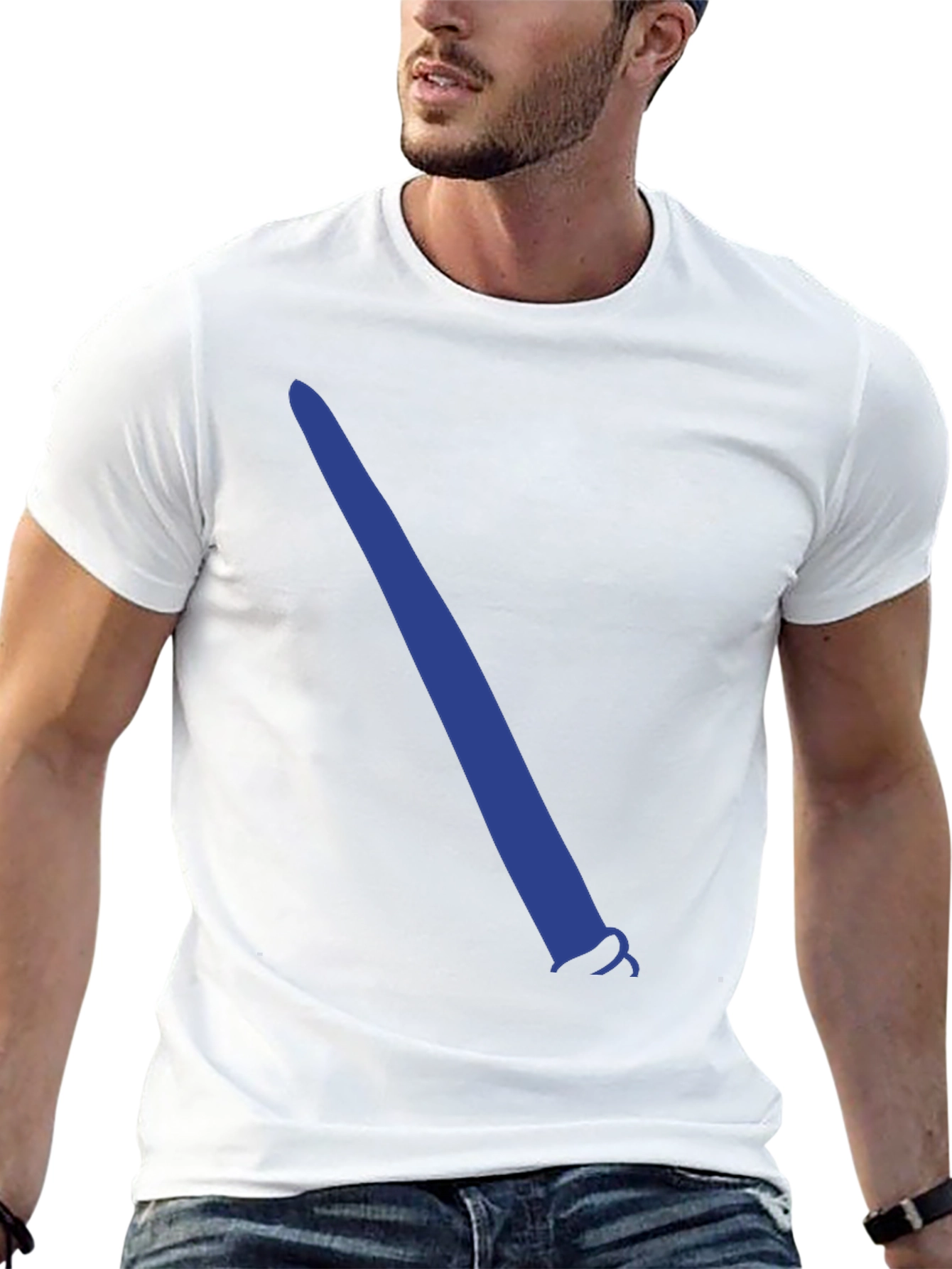Black T-Shirt with Blue Lightsaber Graphic