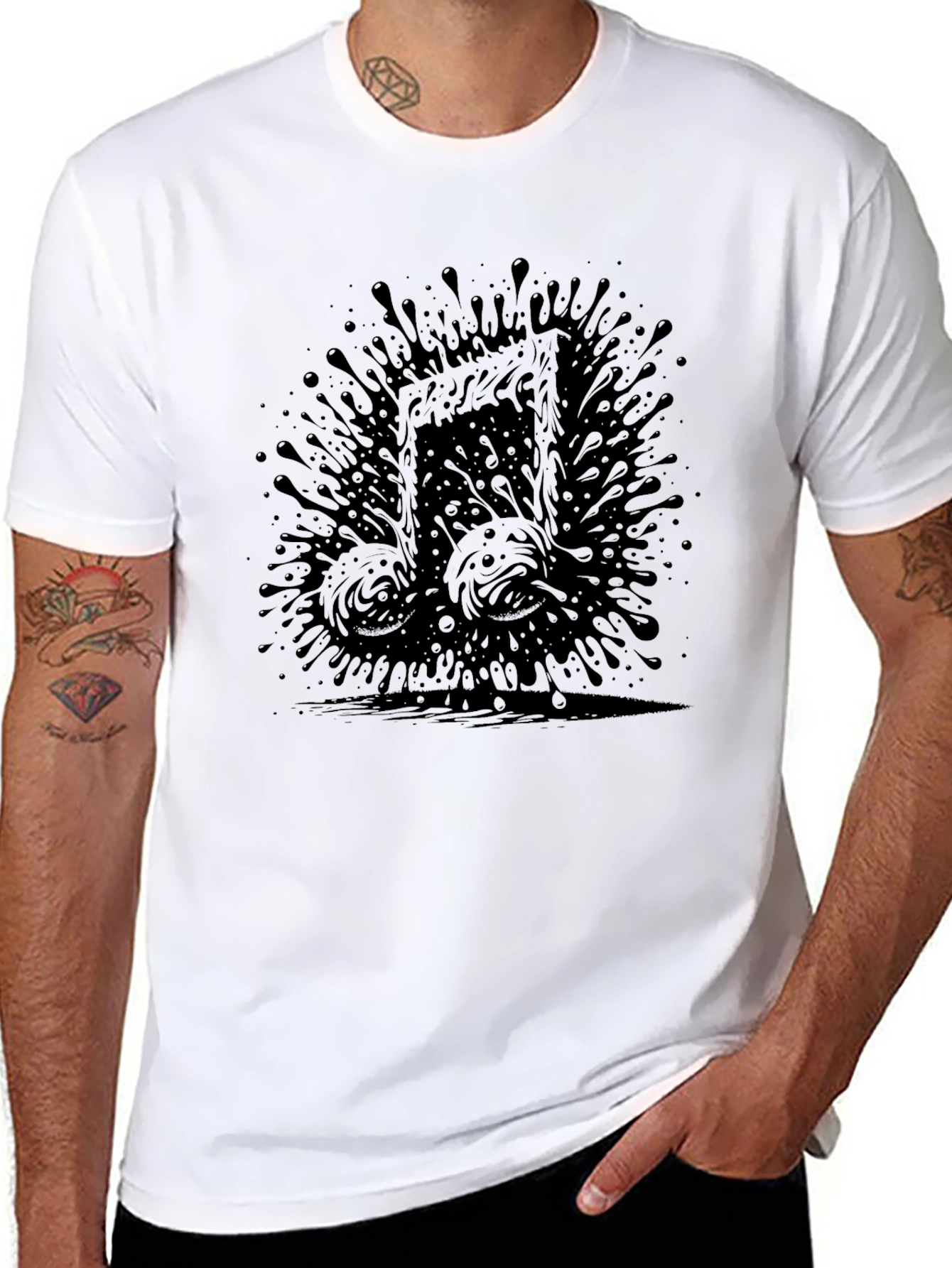 Abstract Music Note T-Shirt - Black Graphic Tee