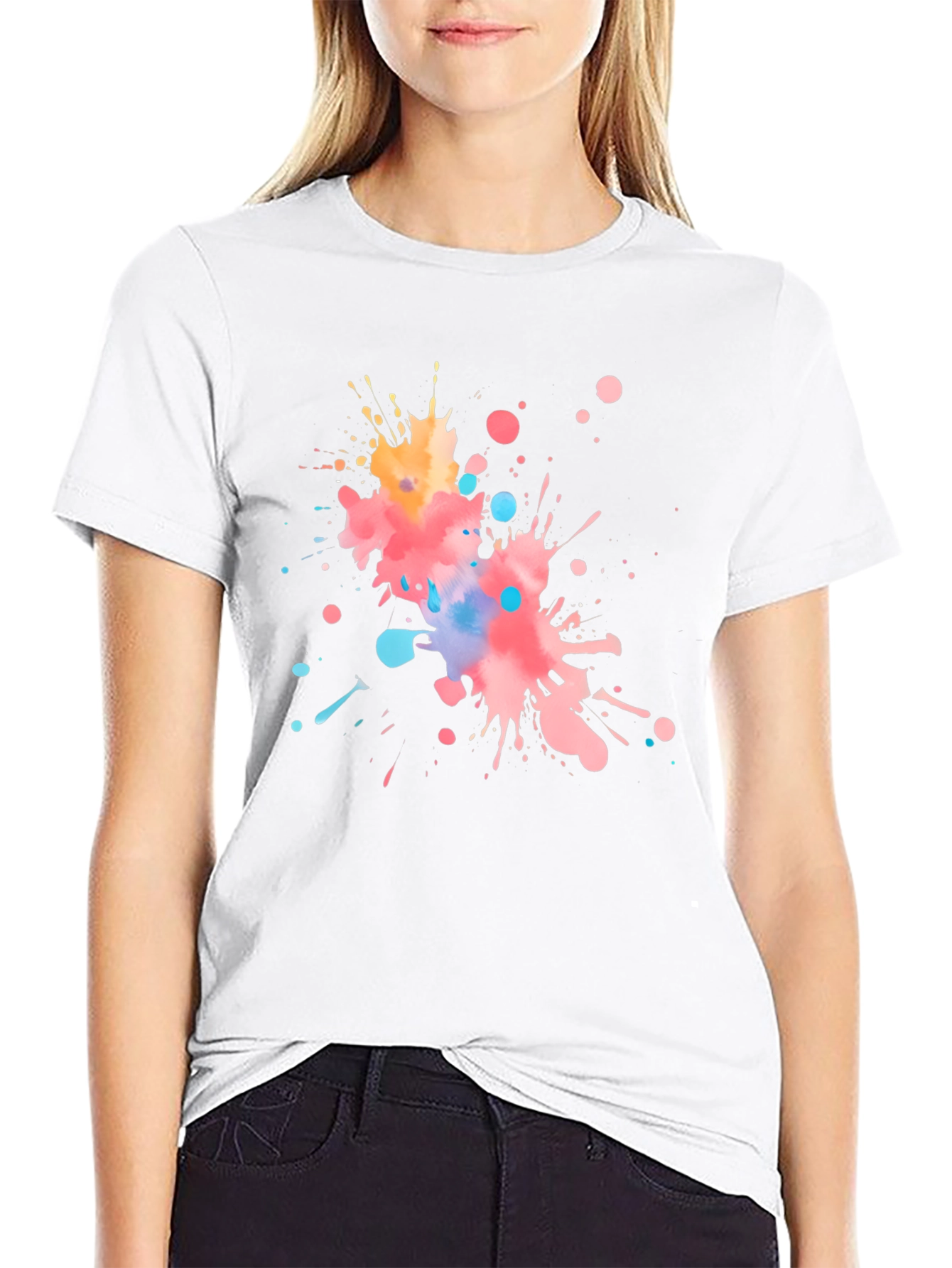 Abstract Splatter Graphic Black T-Shirt