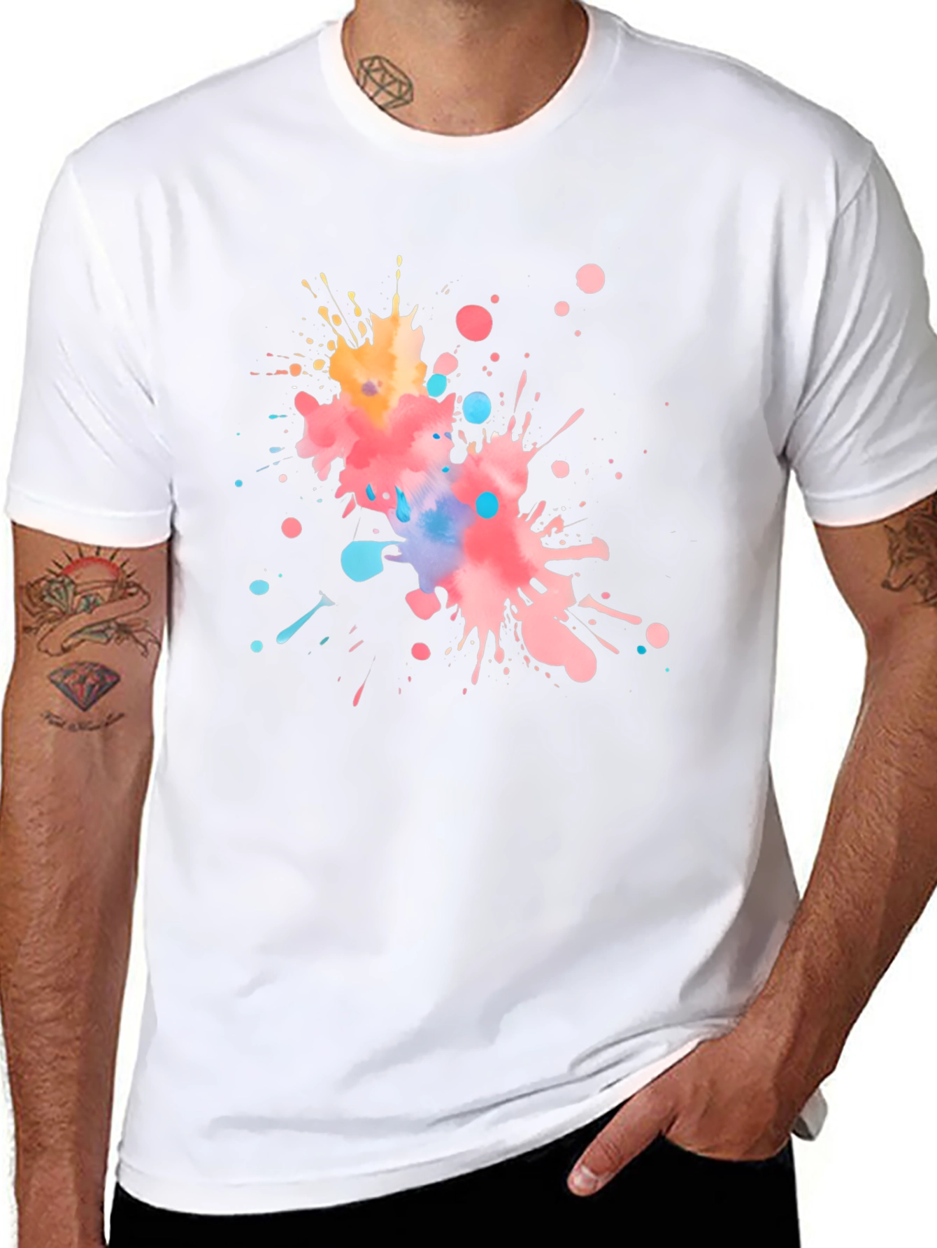 Abstract Splatter Graphic Black T-Shirt