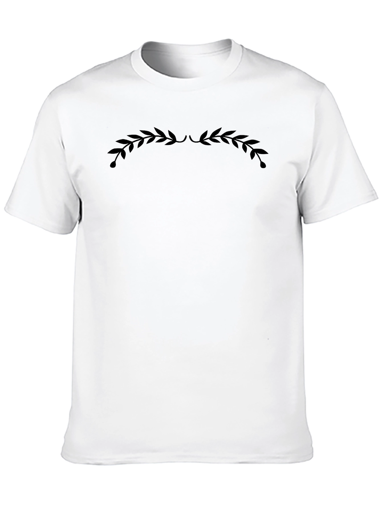 Mens Black Graphic Tee - Leaf Crown Design