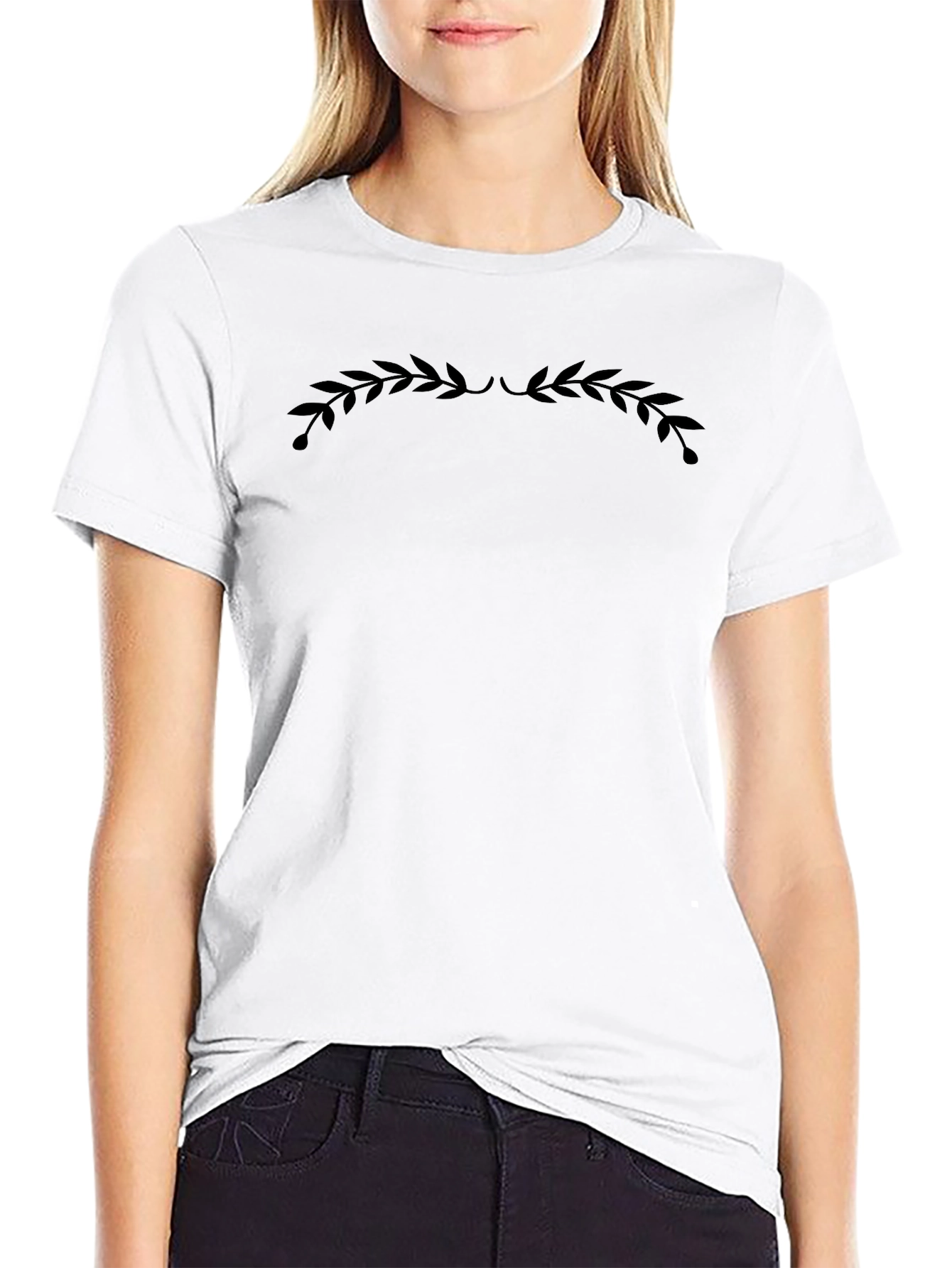 Mens Black Graphic Tee - Leaf Crown Design