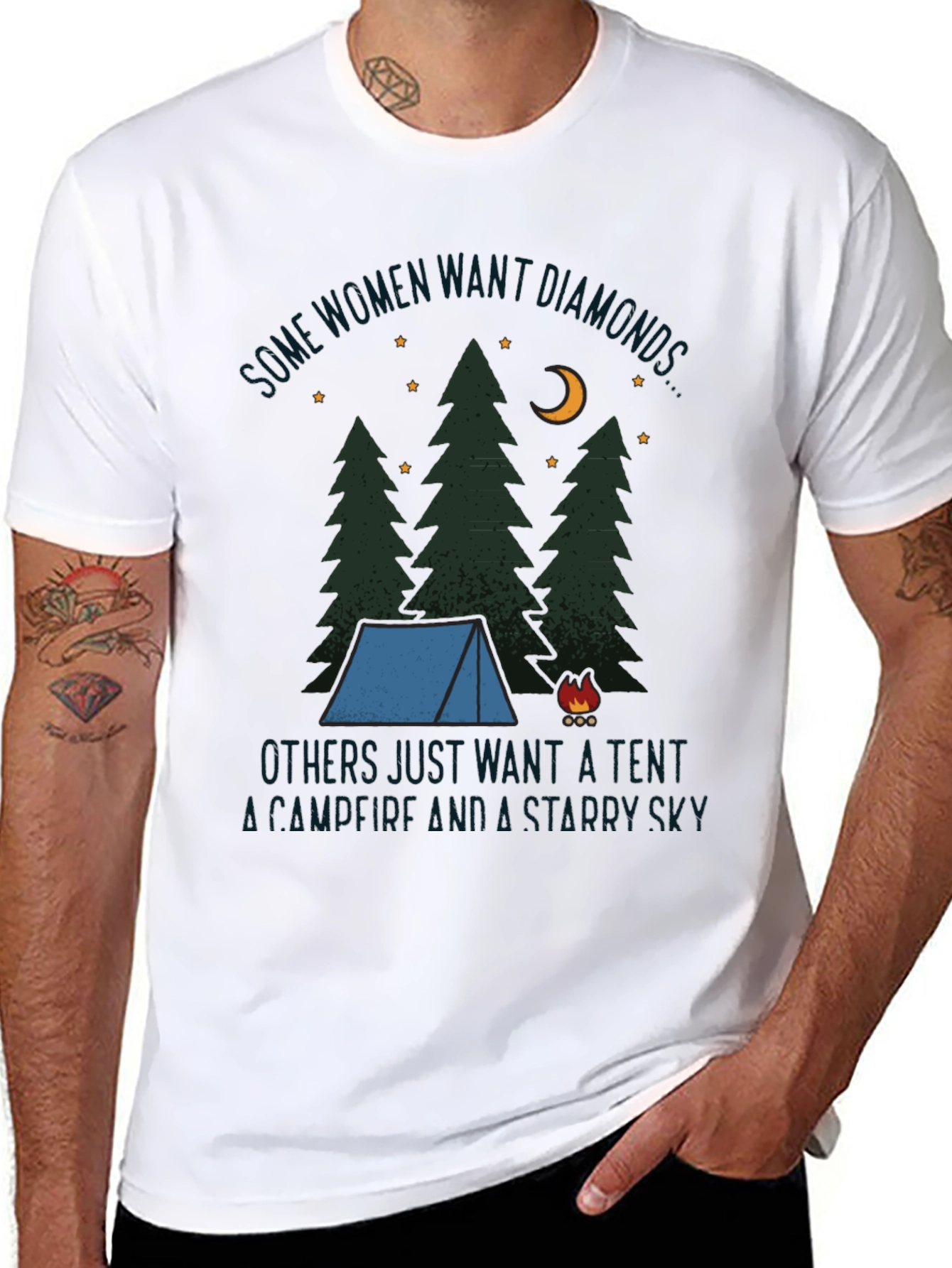 Camping Tent Starry Sky Graphic Tee