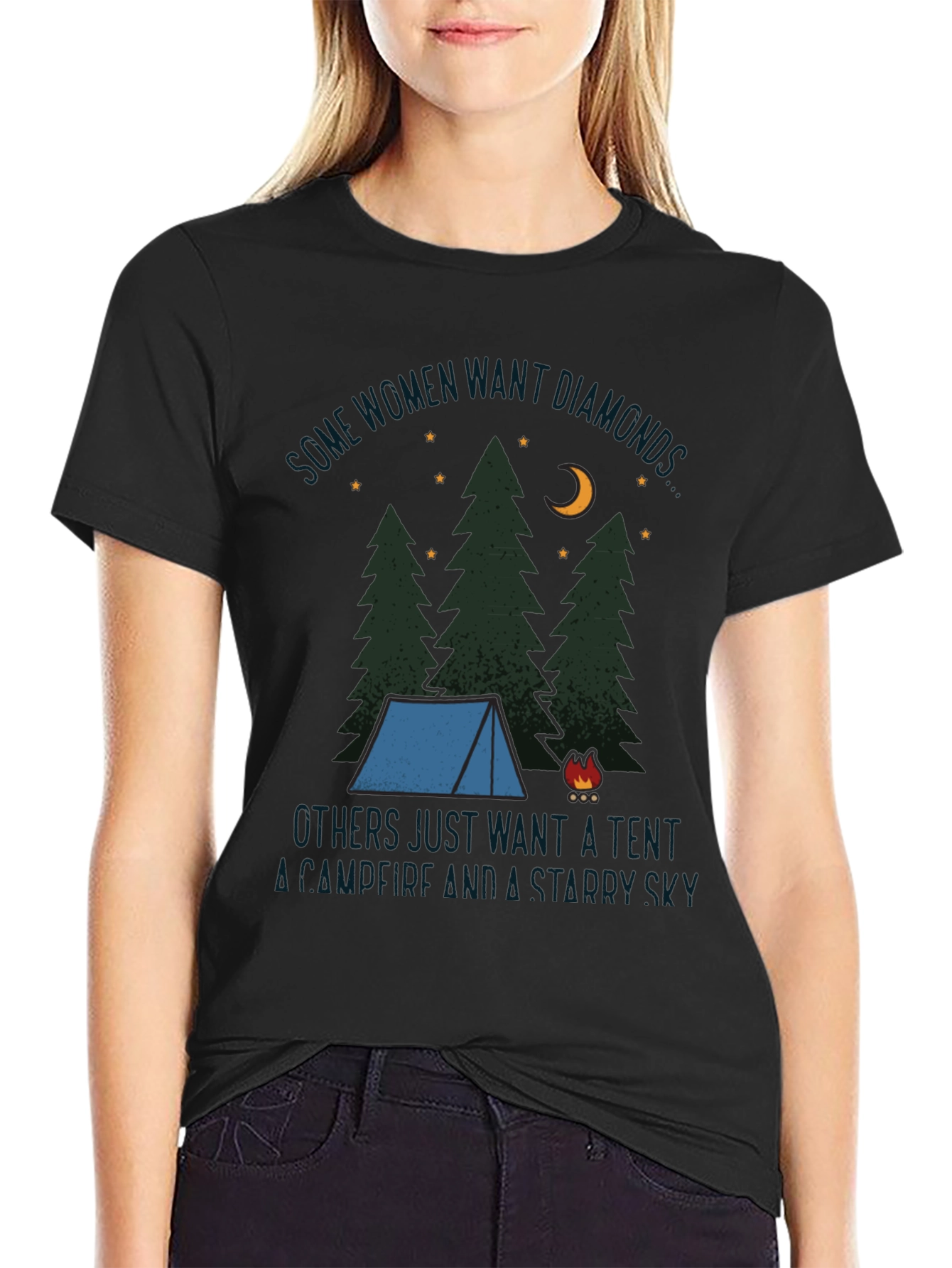 Camping Tent Starry Sky Graphic Tee