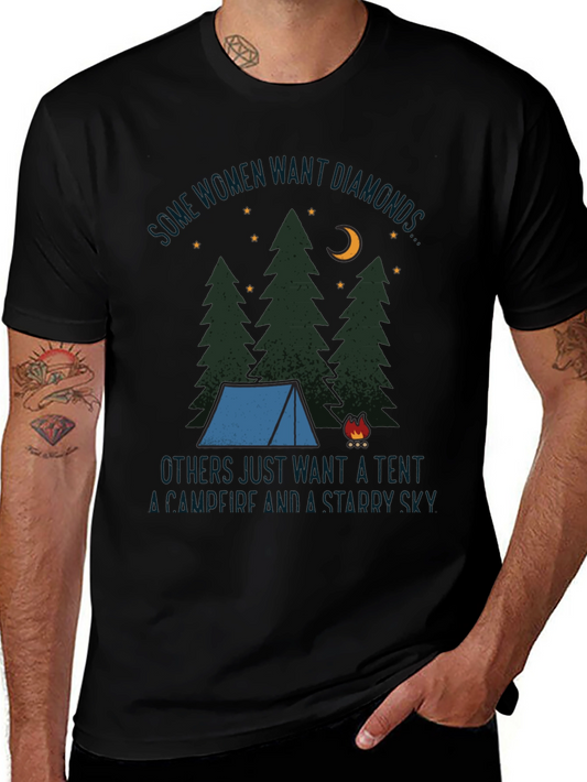 Camping Tent Starry Sky Graphic Tee