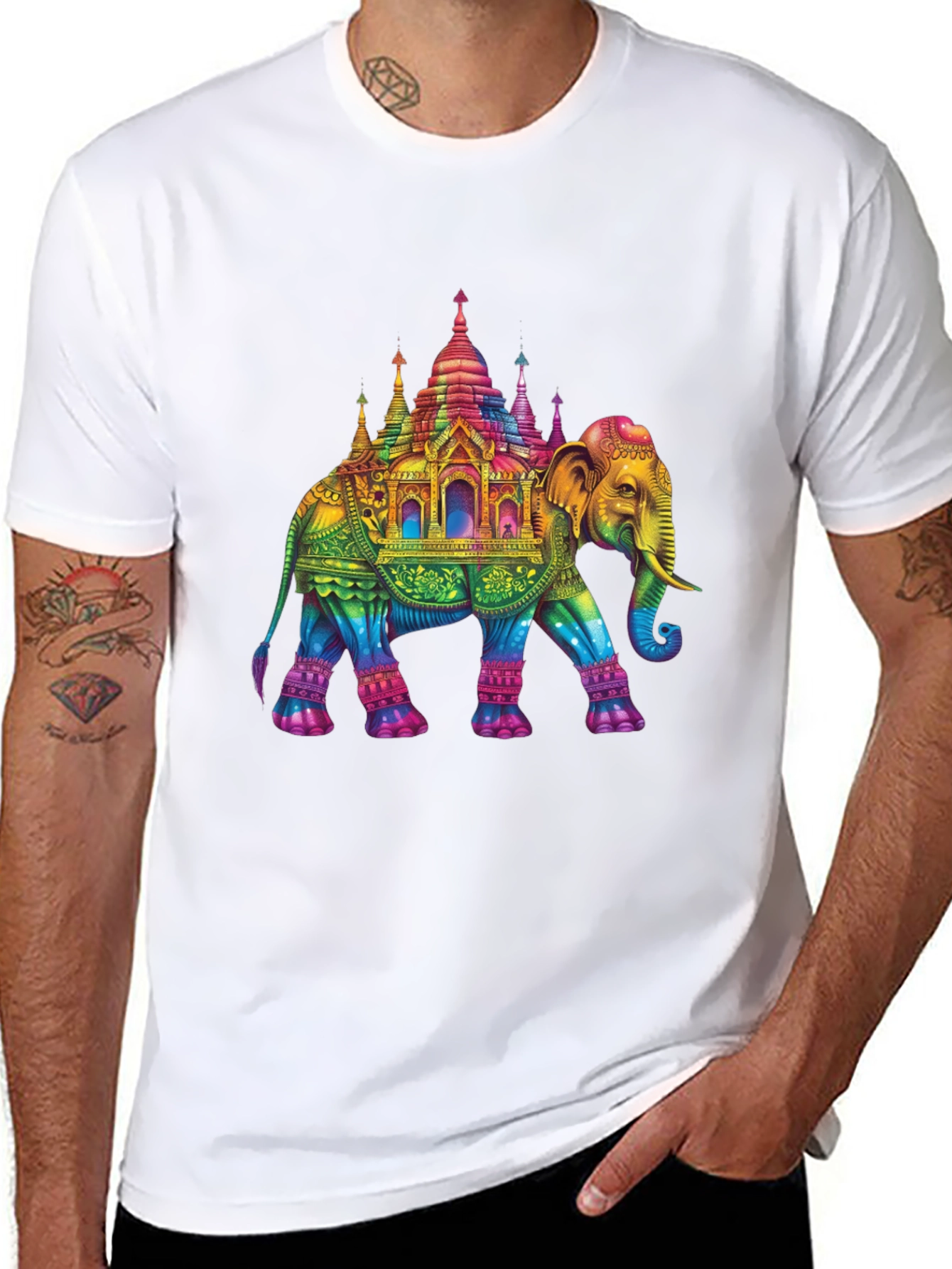 Rainbow Elephant Pagoda T-Shirt
