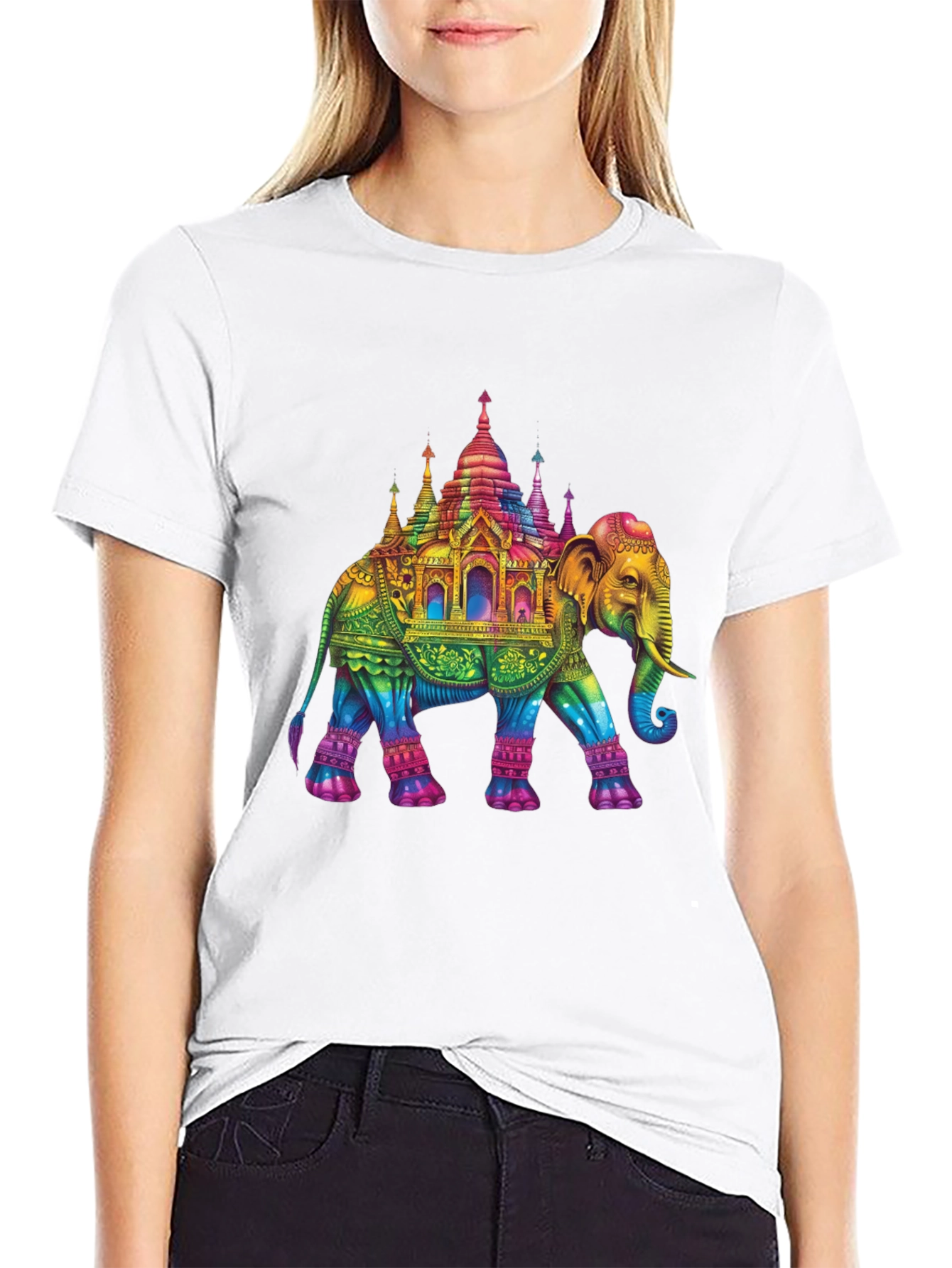 Rainbow Elephant Pagoda T-Shirt