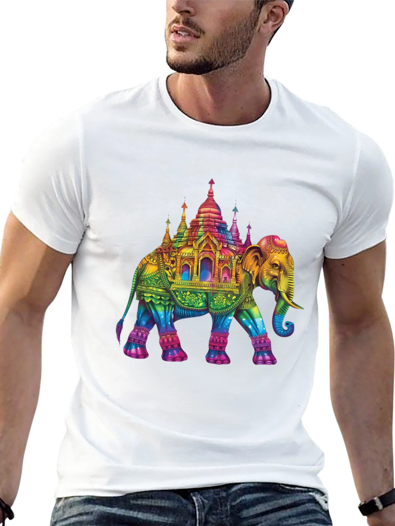 Rainbow Elephant Pagoda T-Shirt
