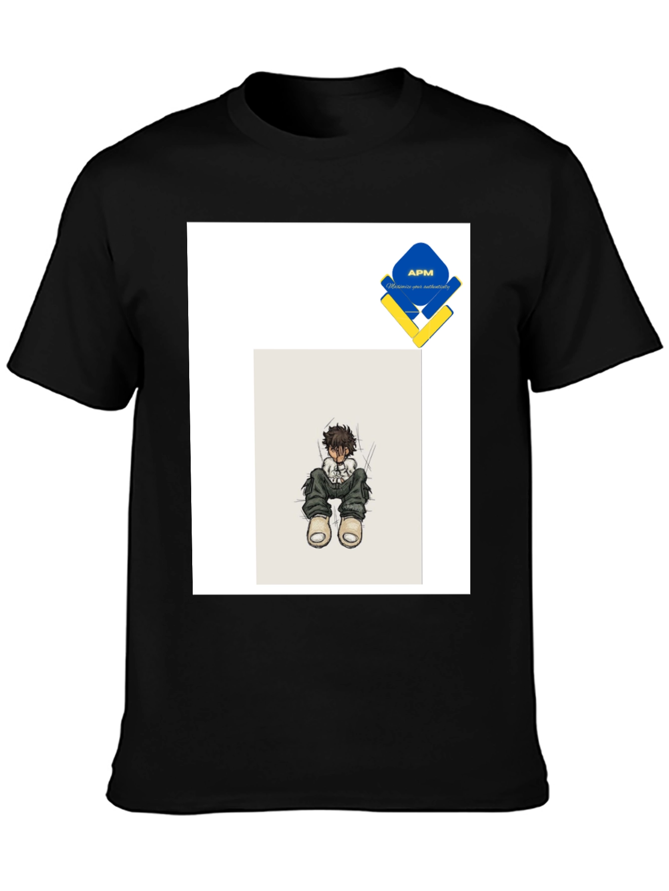 Anime Style Graphic Print Black T-Shirt