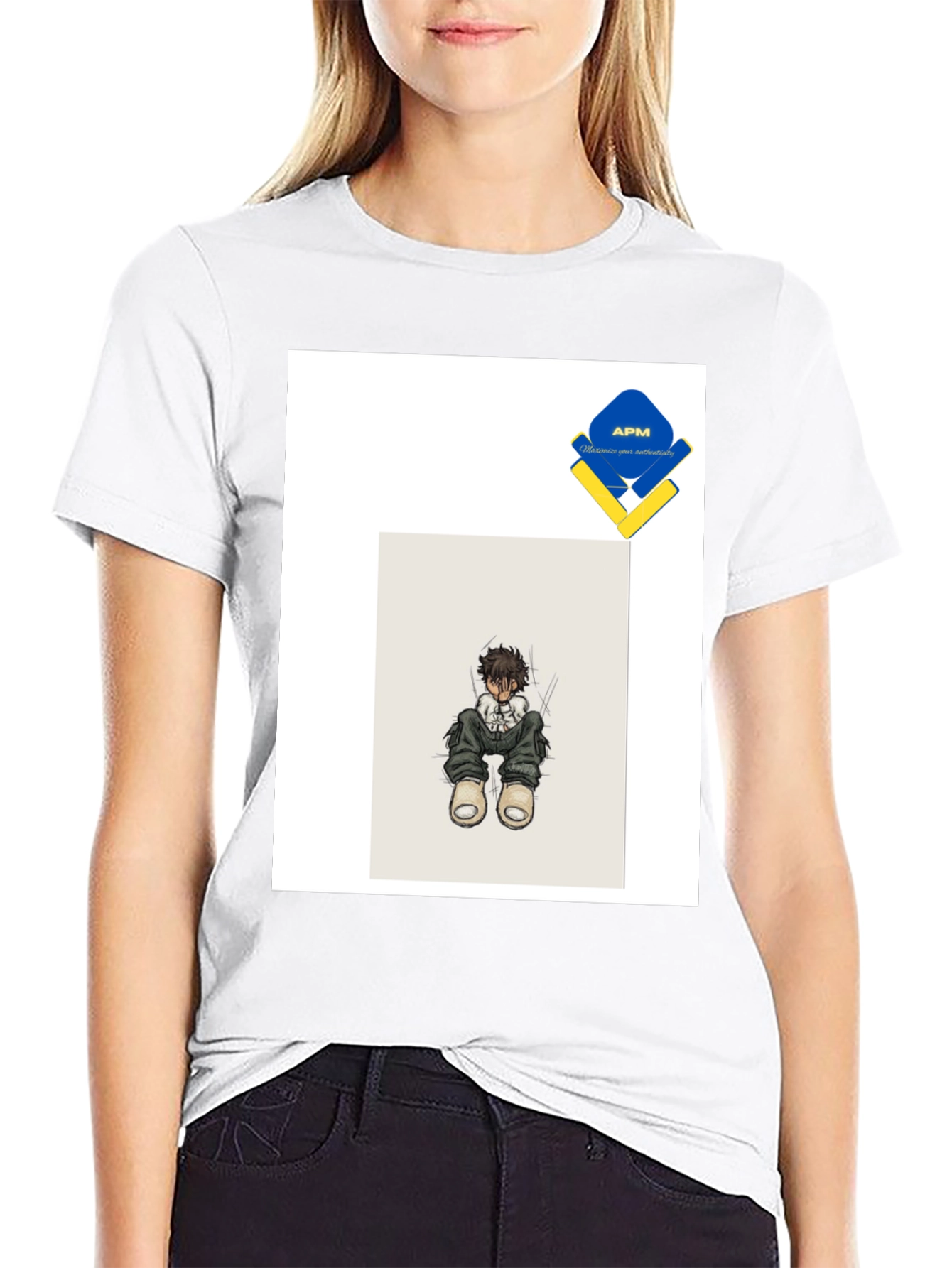 Anime Style Graphic Print Black T-Shirt