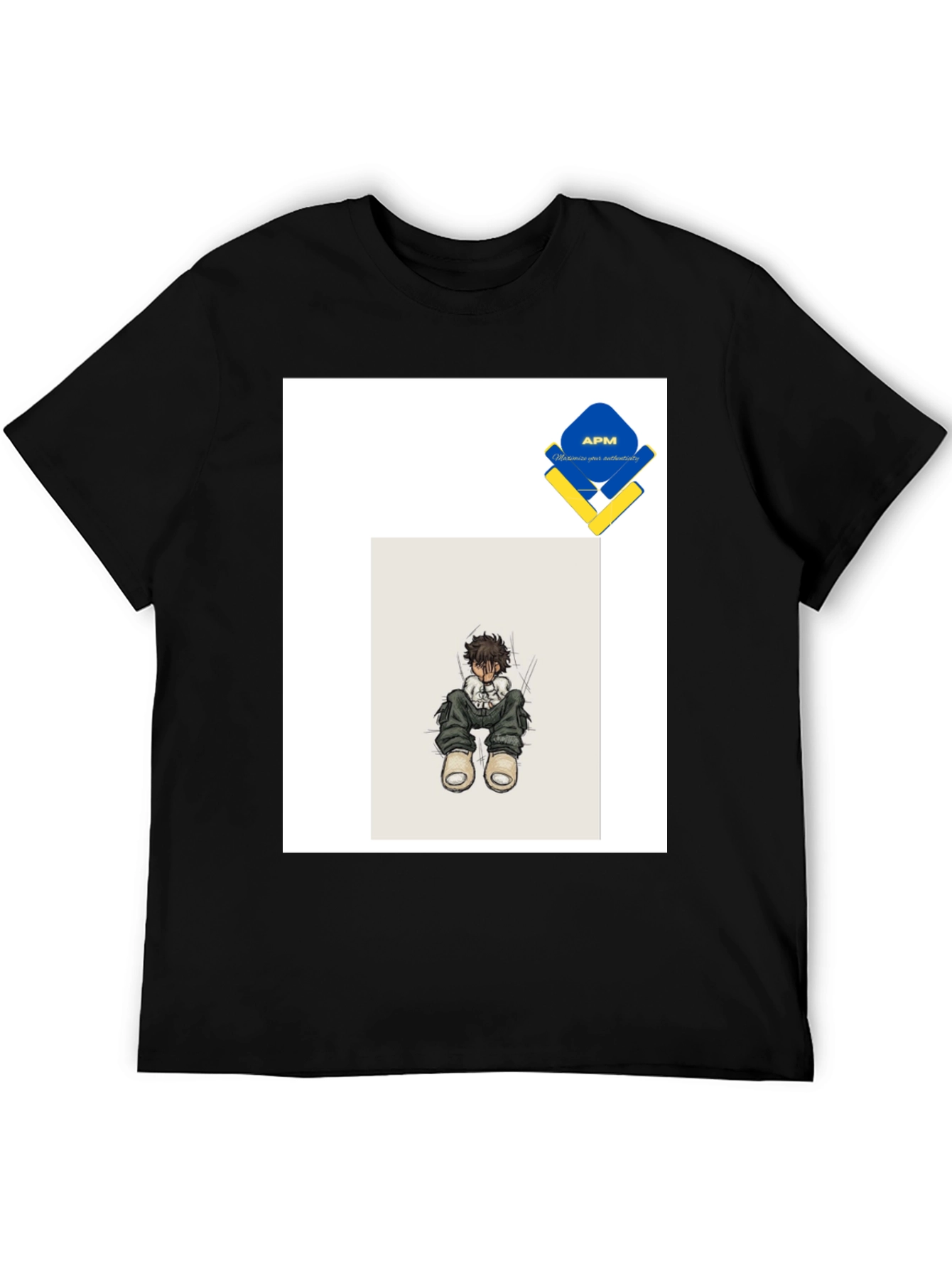 Anime Style Graphic Print Black T-Shirt