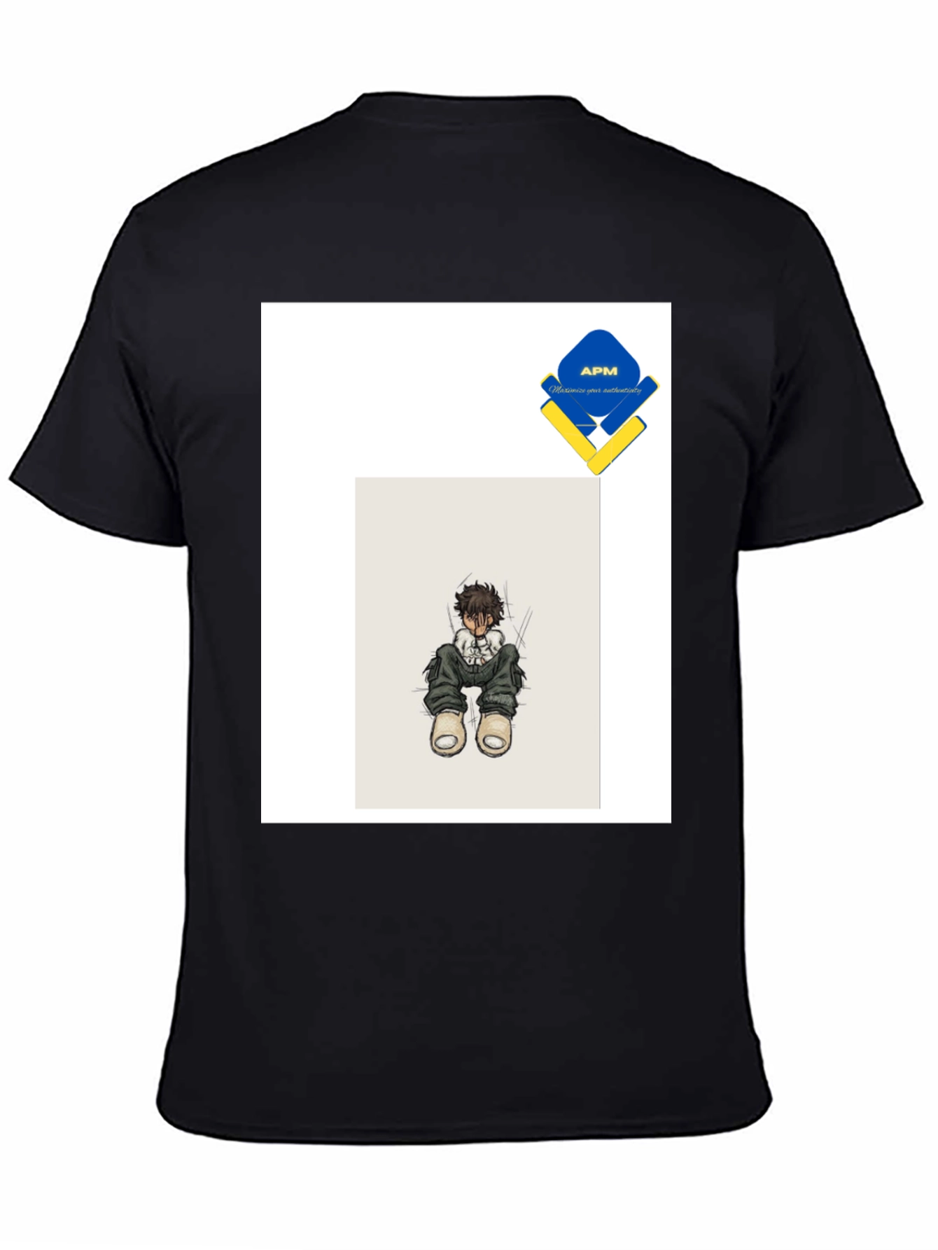 Anime Style Graphic Print Black T-Shirt