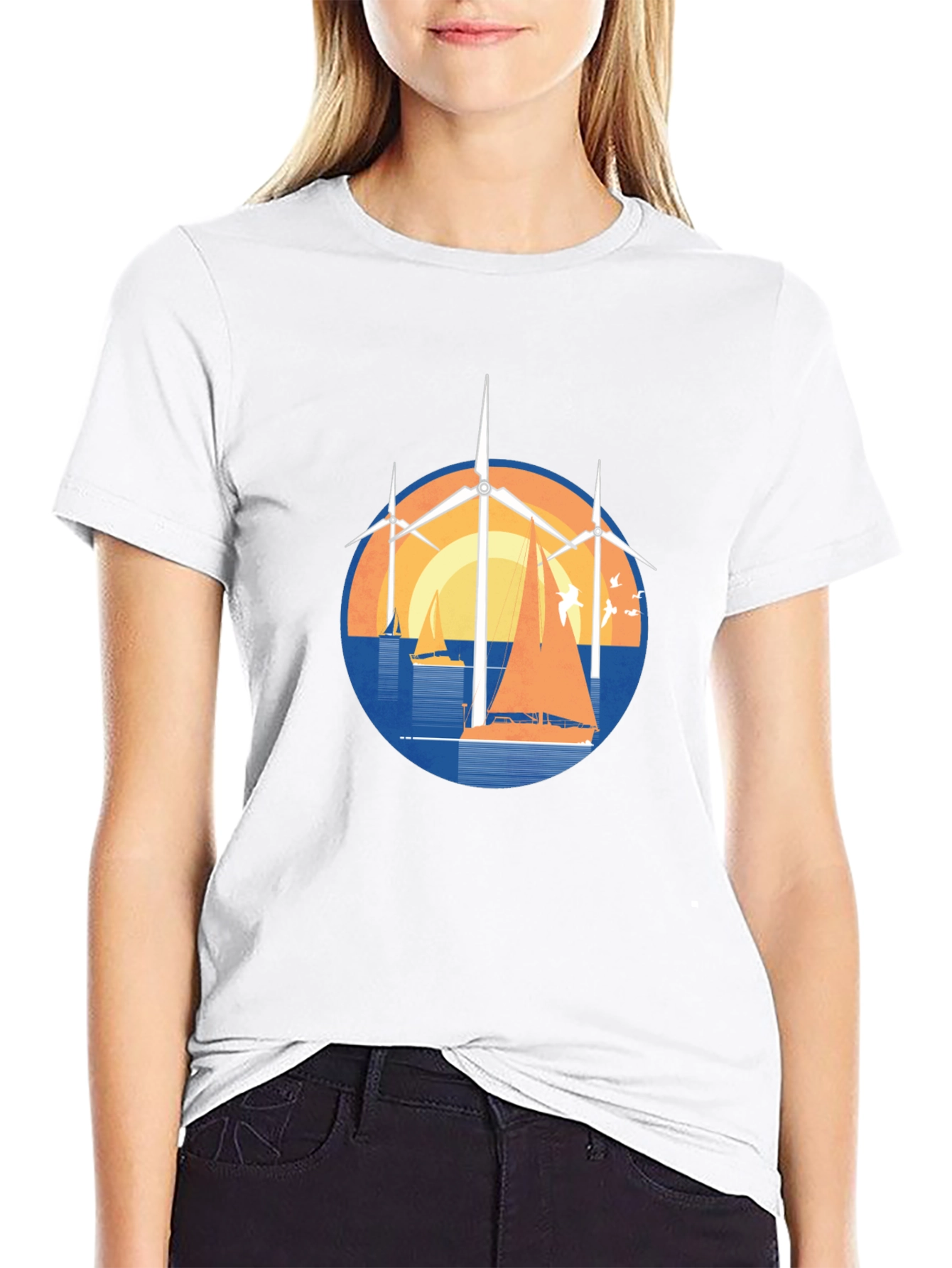 Windmill and Sailboat Graphic Tee