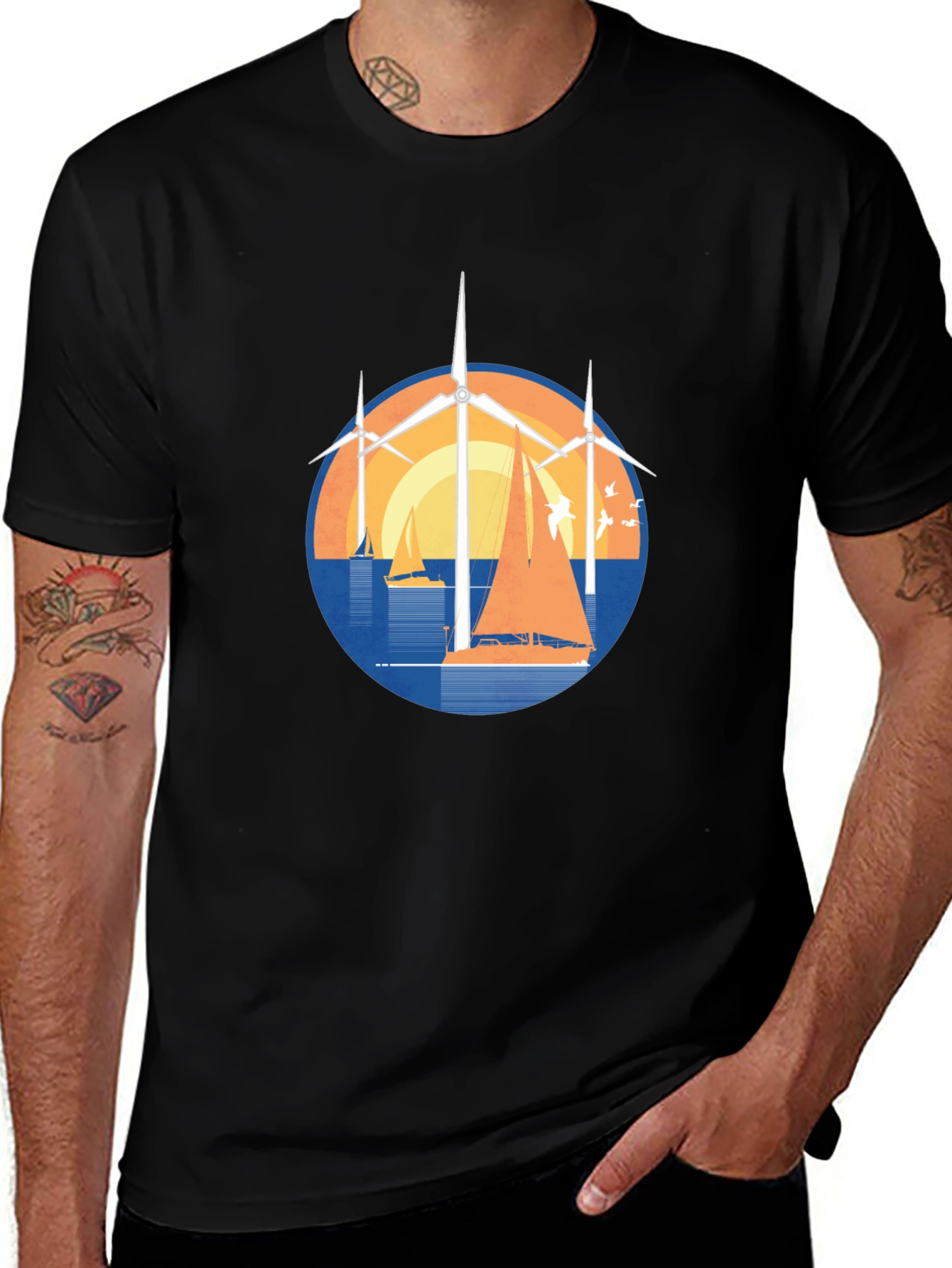 Windmill and Sailboat Graphic Tee