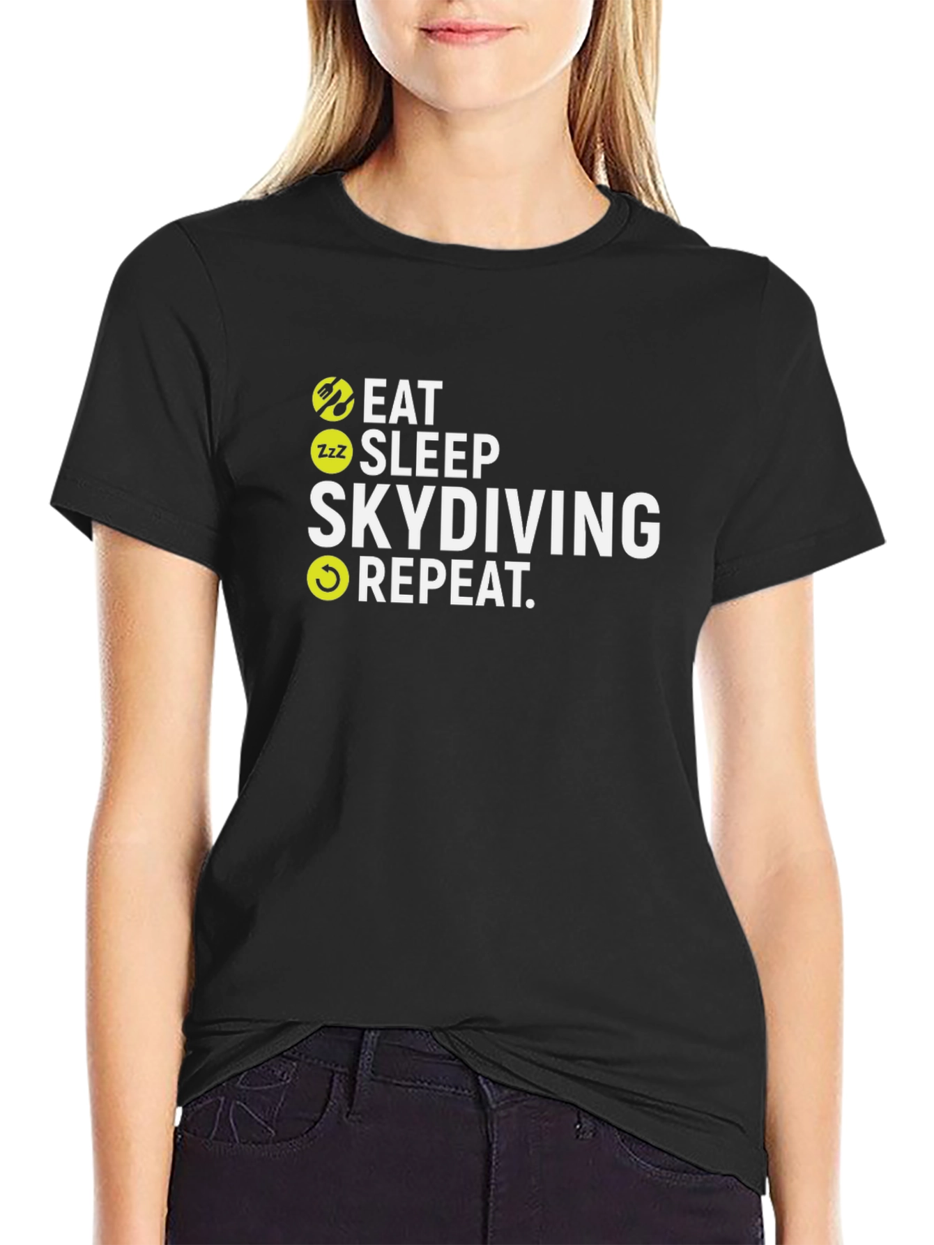 Eat Sleep Skydiving Repeat Black T-Shirt
