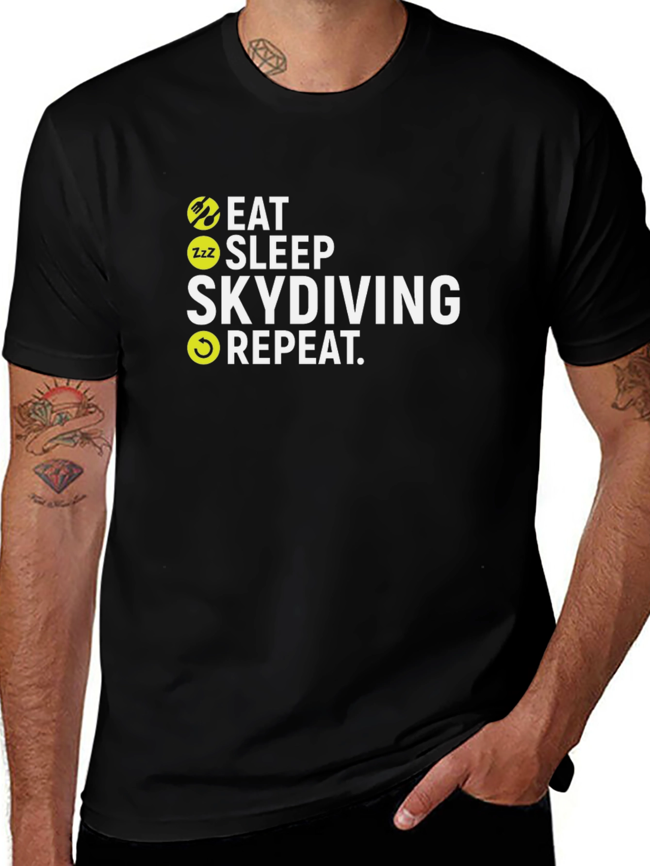 Eat Sleep Skydiving Repeat Black T-Shirt