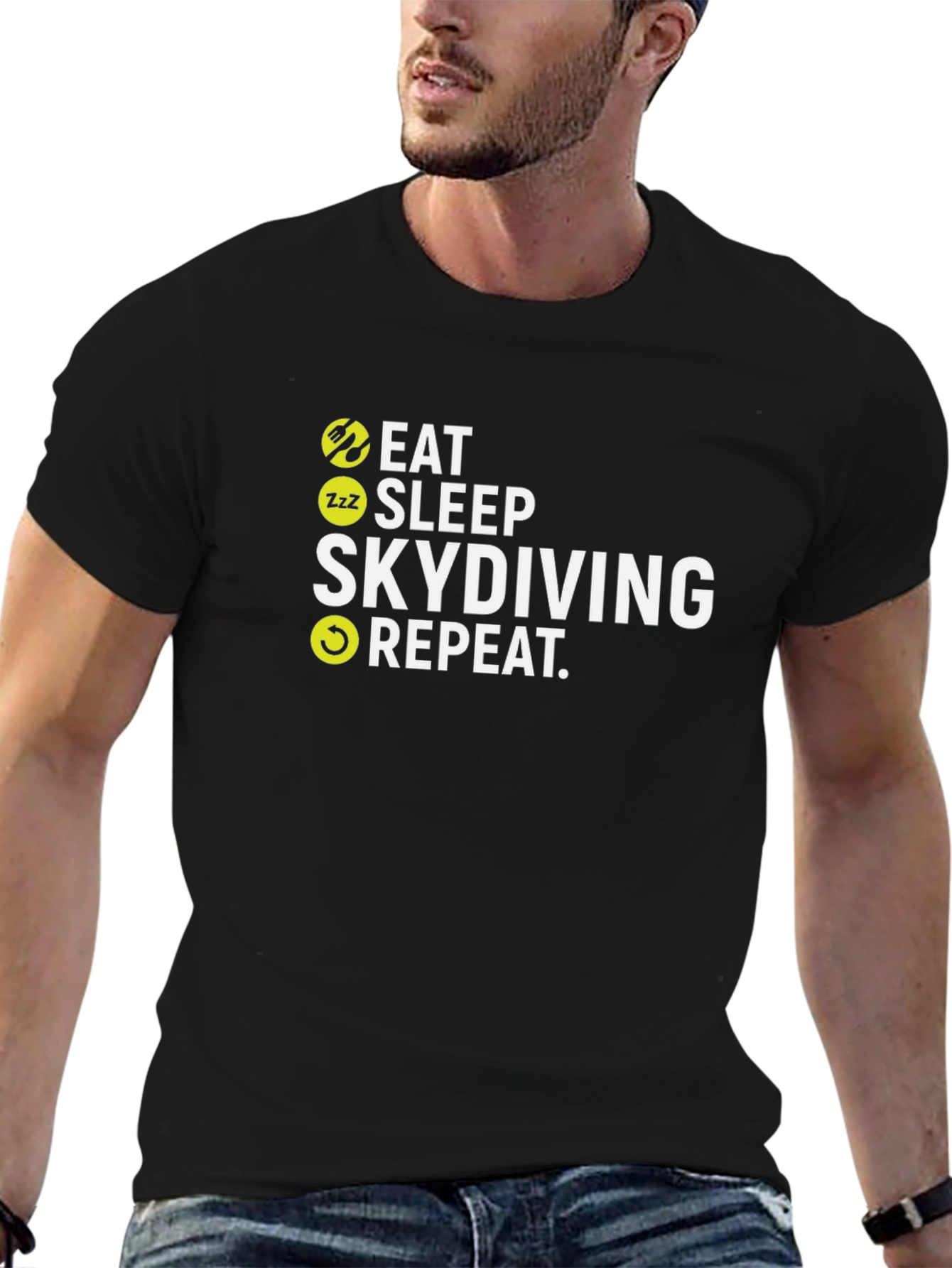 Eat Sleep Skydiving Repeat Black T-Shirt