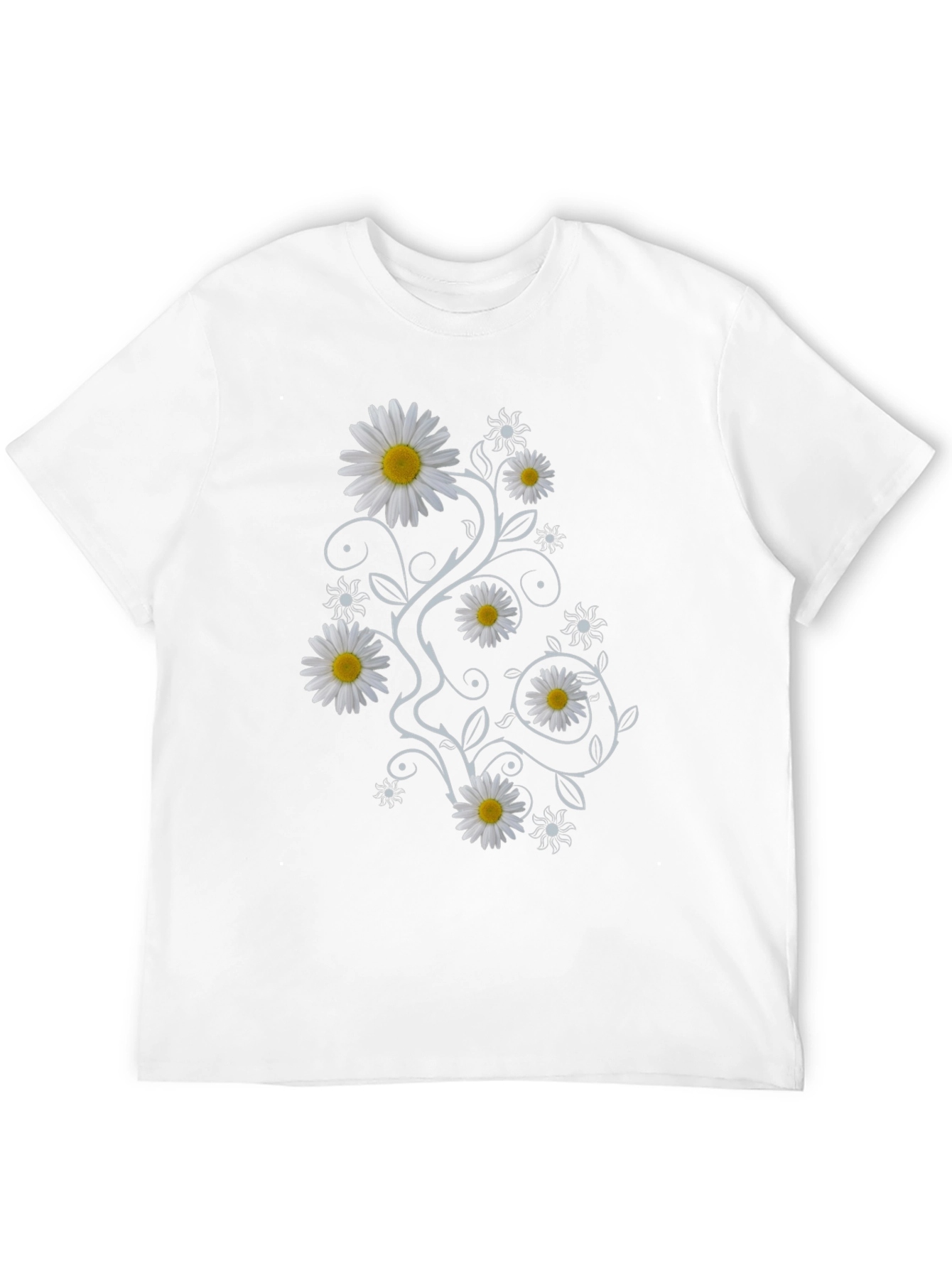 Daisy Vine Print Black T-Shirt