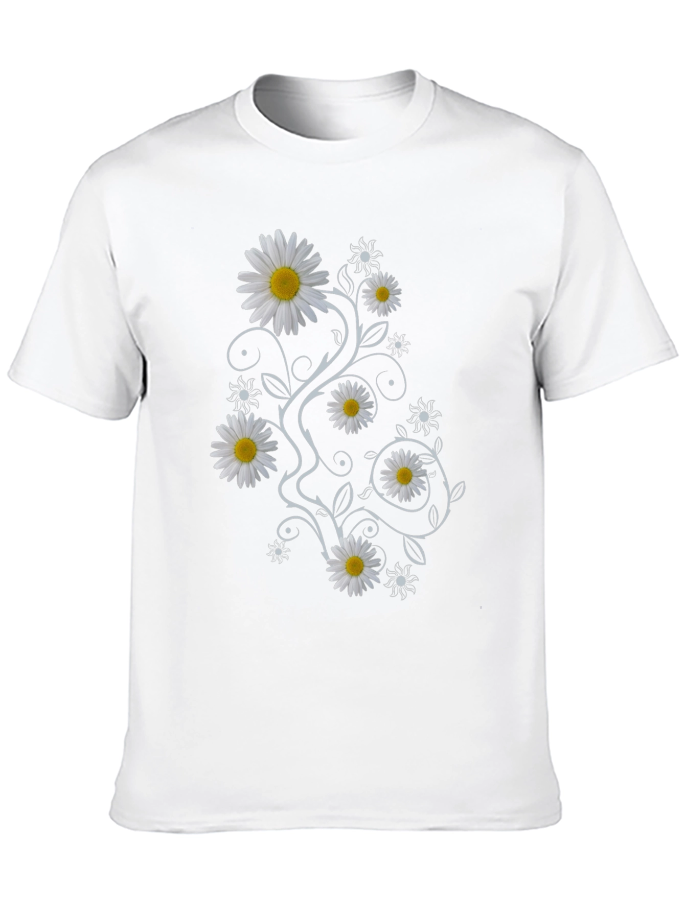 Daisy Vine Print Black T-Shirt