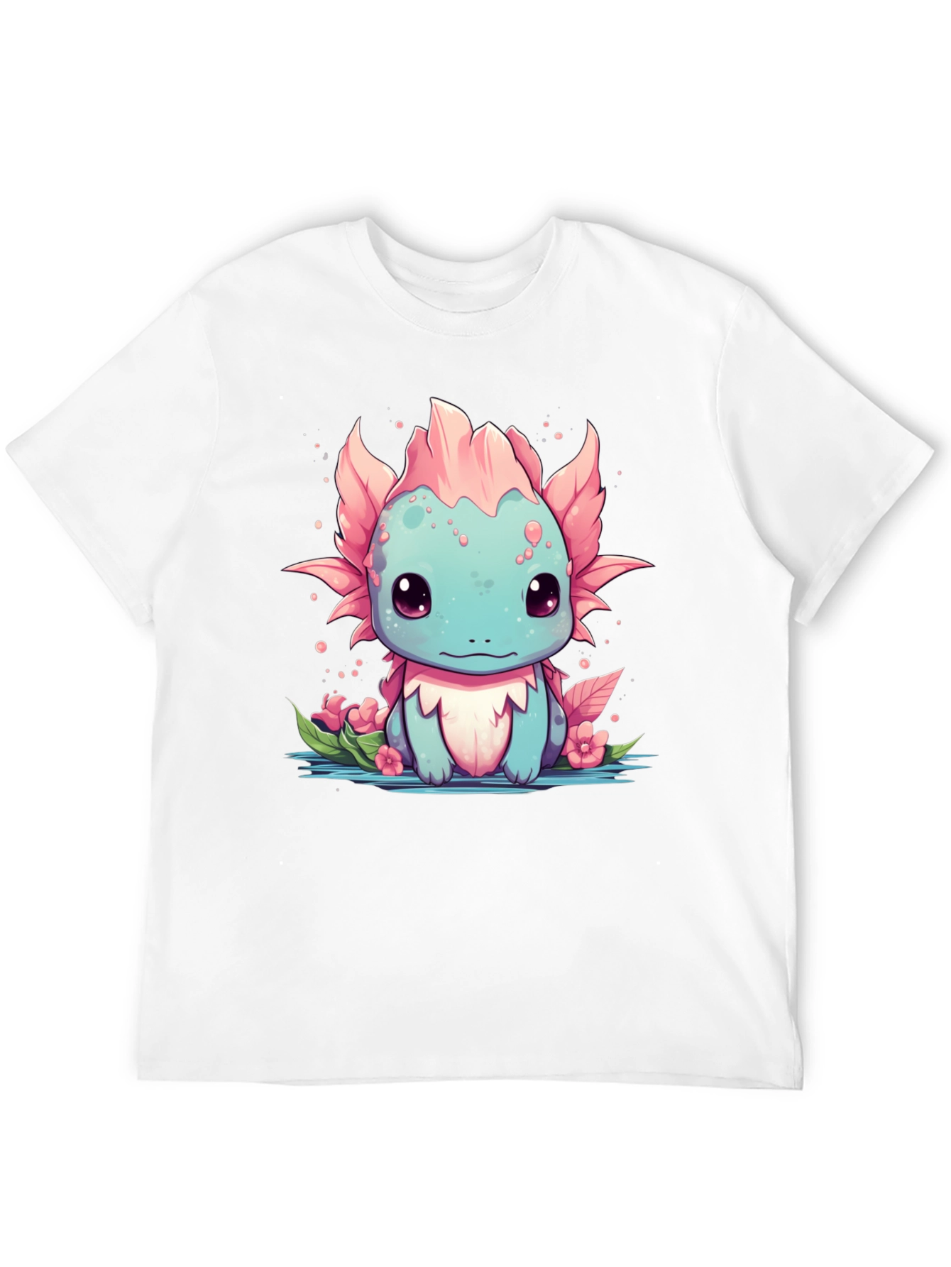 Axolotl Cartoon Graphic T-Shirt - Mens Black Tee