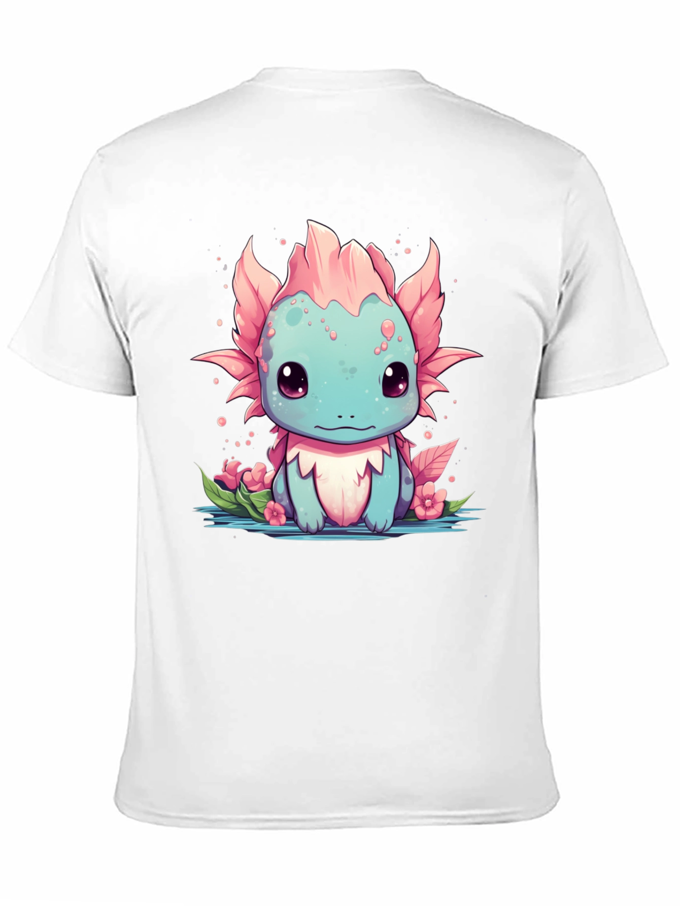 Axolotl Cartoon Graphic T-Shirt - Mens Black Tee