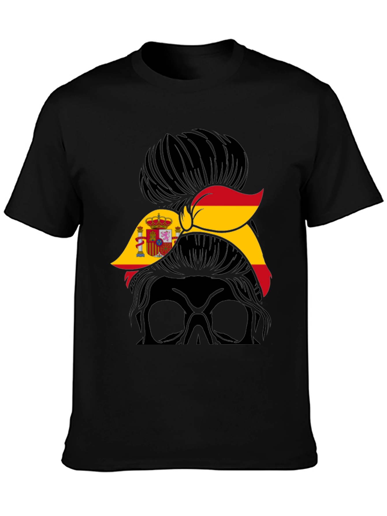 Spain Flag Messy Bun T-Shirt - Spanish Pride