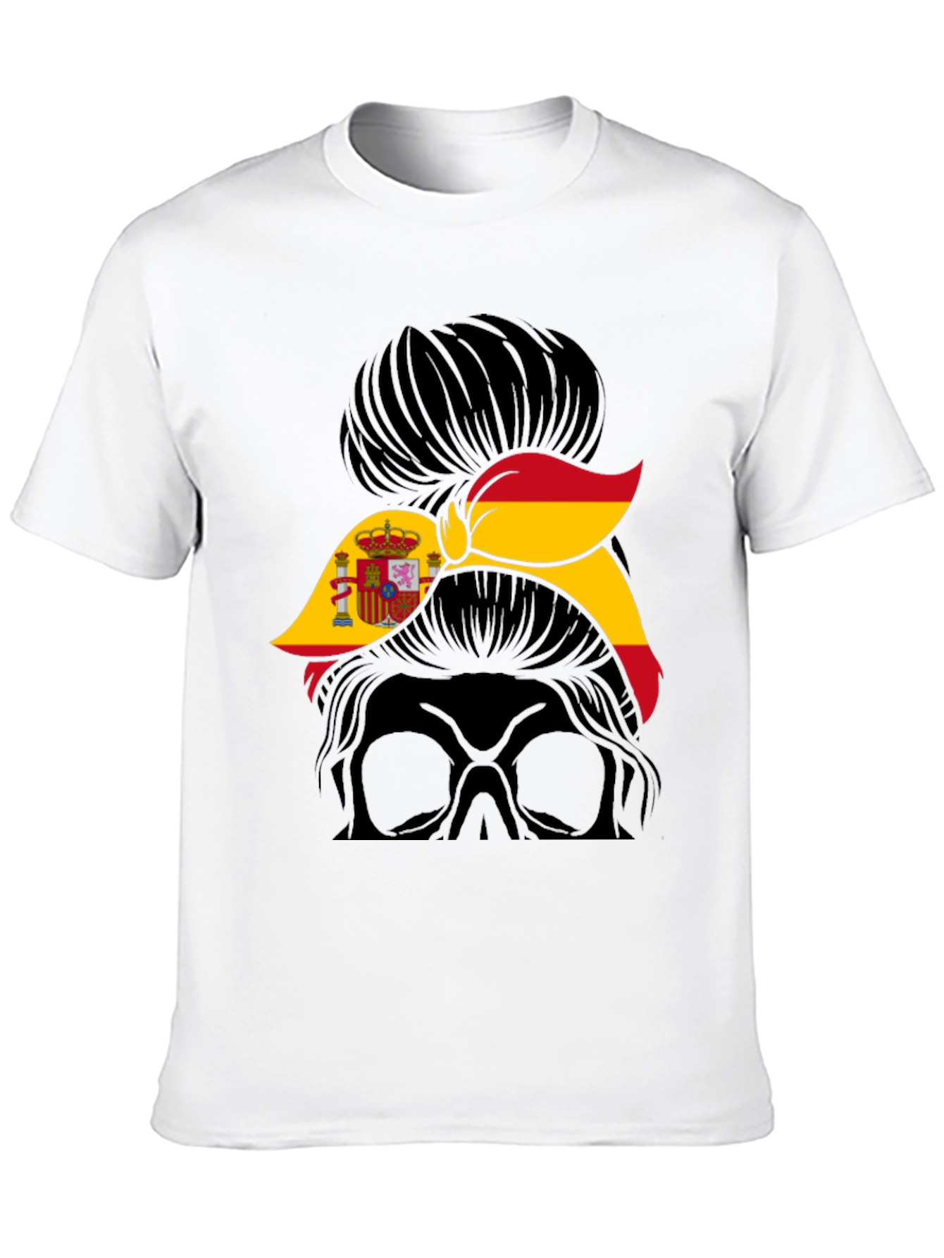 Spain Flag Messy Bun T-Shirt - Spanish Pride