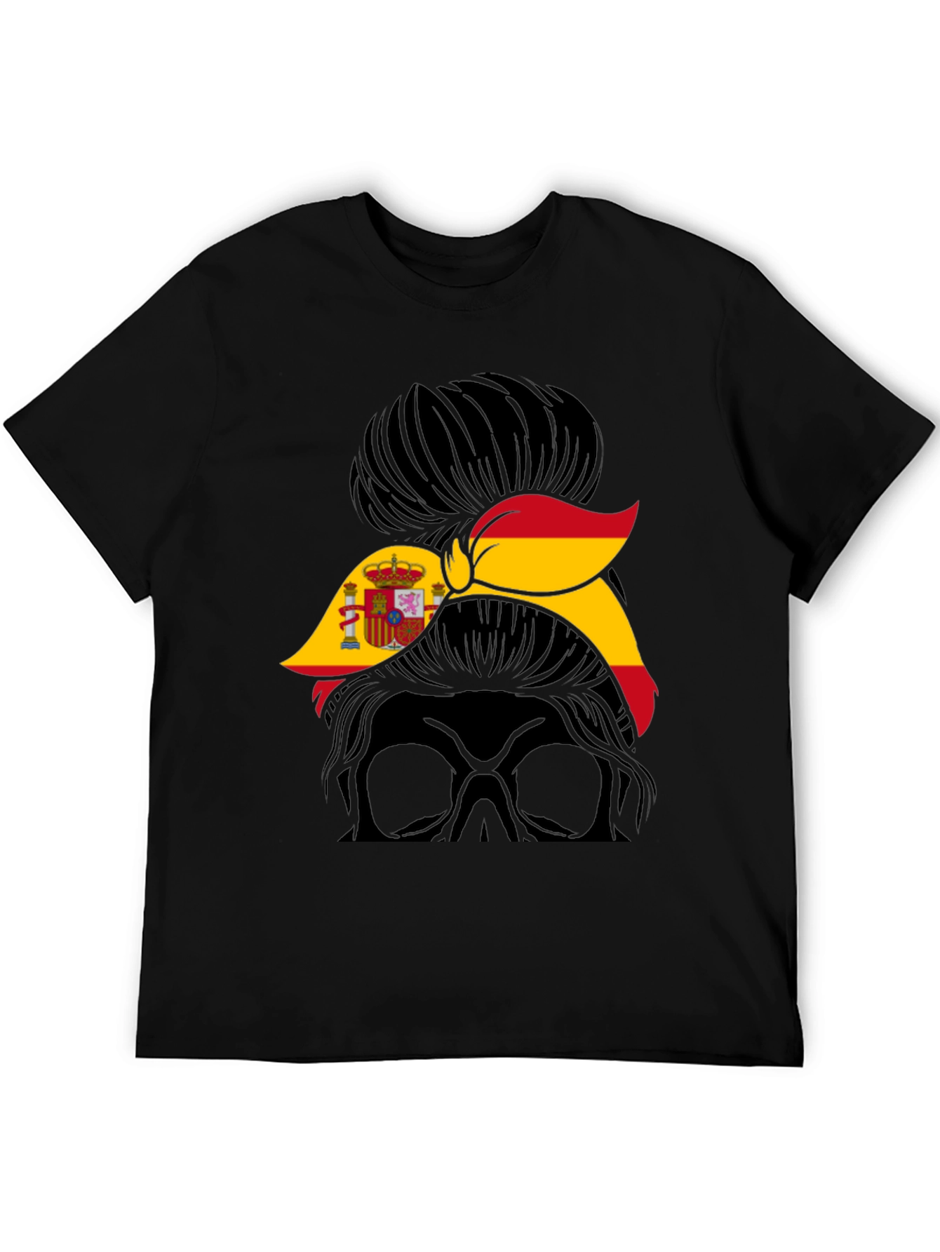 Spain Flag Messy Bun T-Shirt - Spanish Pride