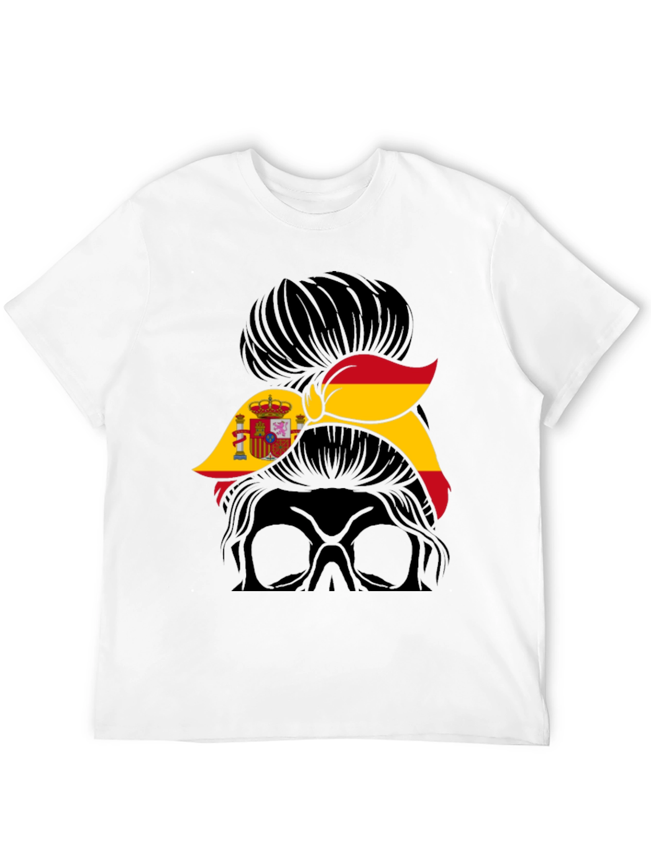Spain Flag Messy Bun T-Shirt - Spanish Pride