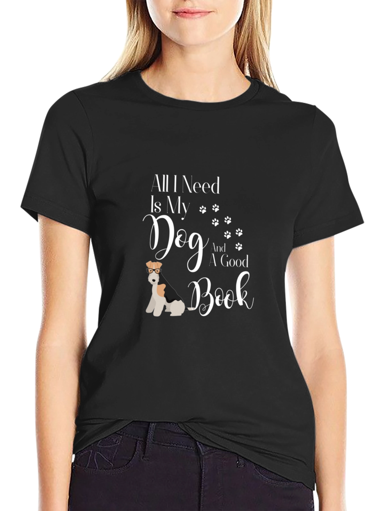 Dog & Book Graphic Tee