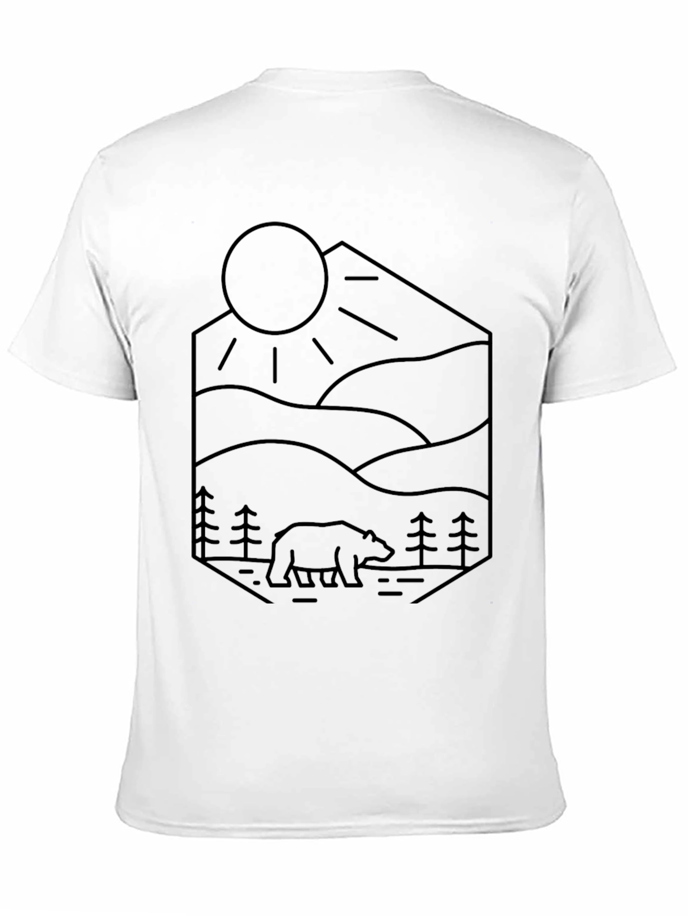 Geometric Bear & Landscape T-Shirt