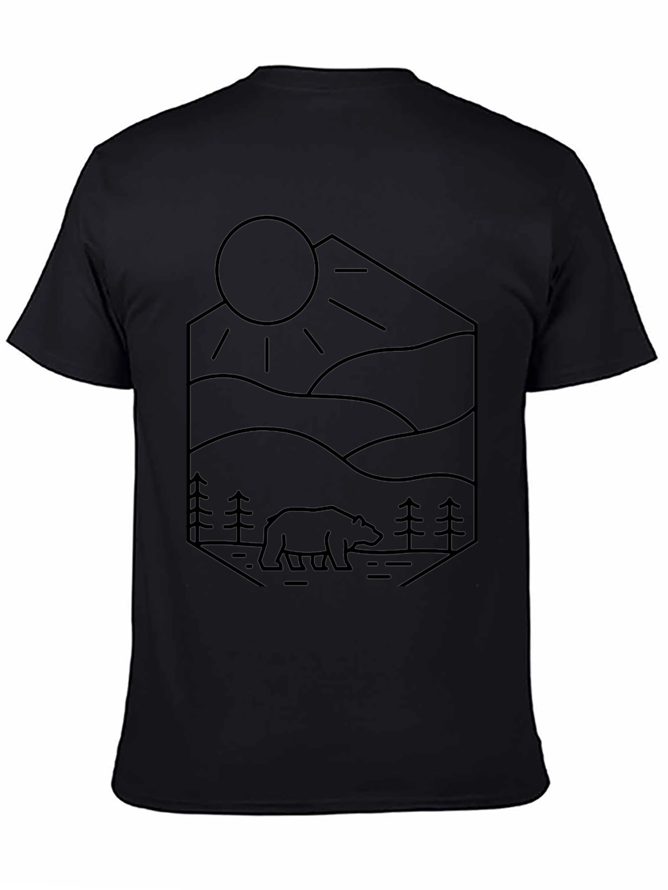Geometric Bear & Landscape T-Shirt