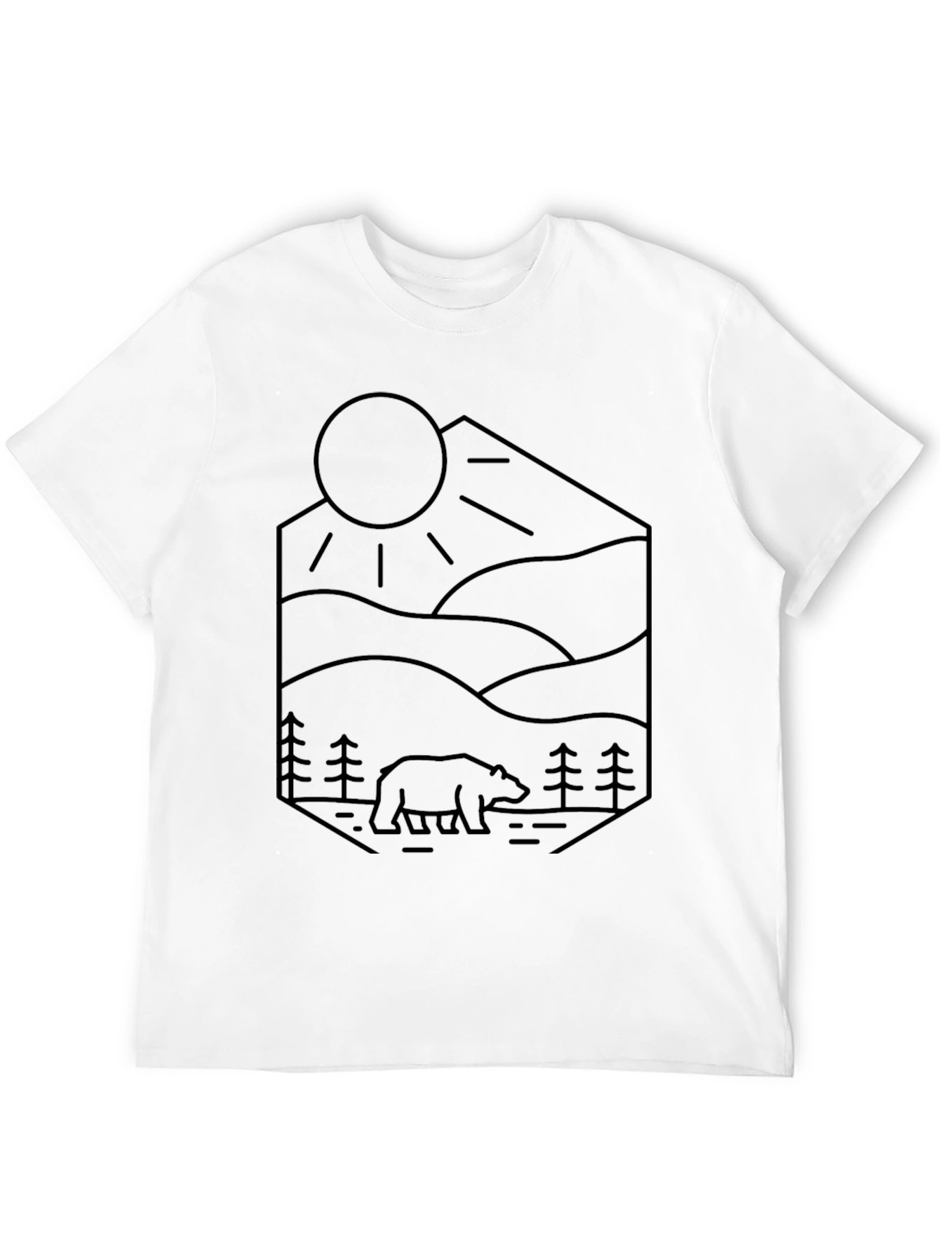 Geometric Bear & Landscape T-Shirt