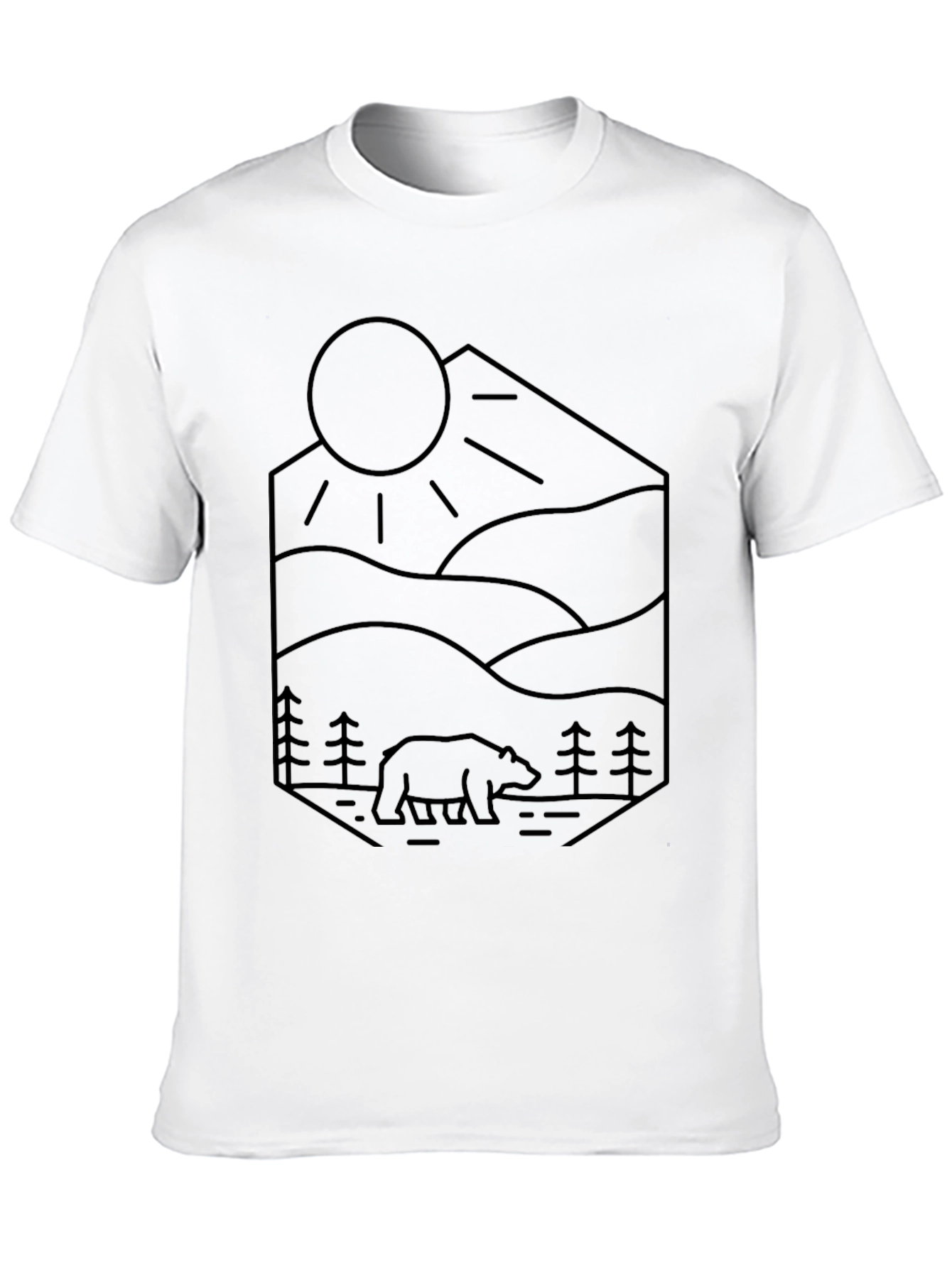 Geometric Bear & Landscape T-Shirt