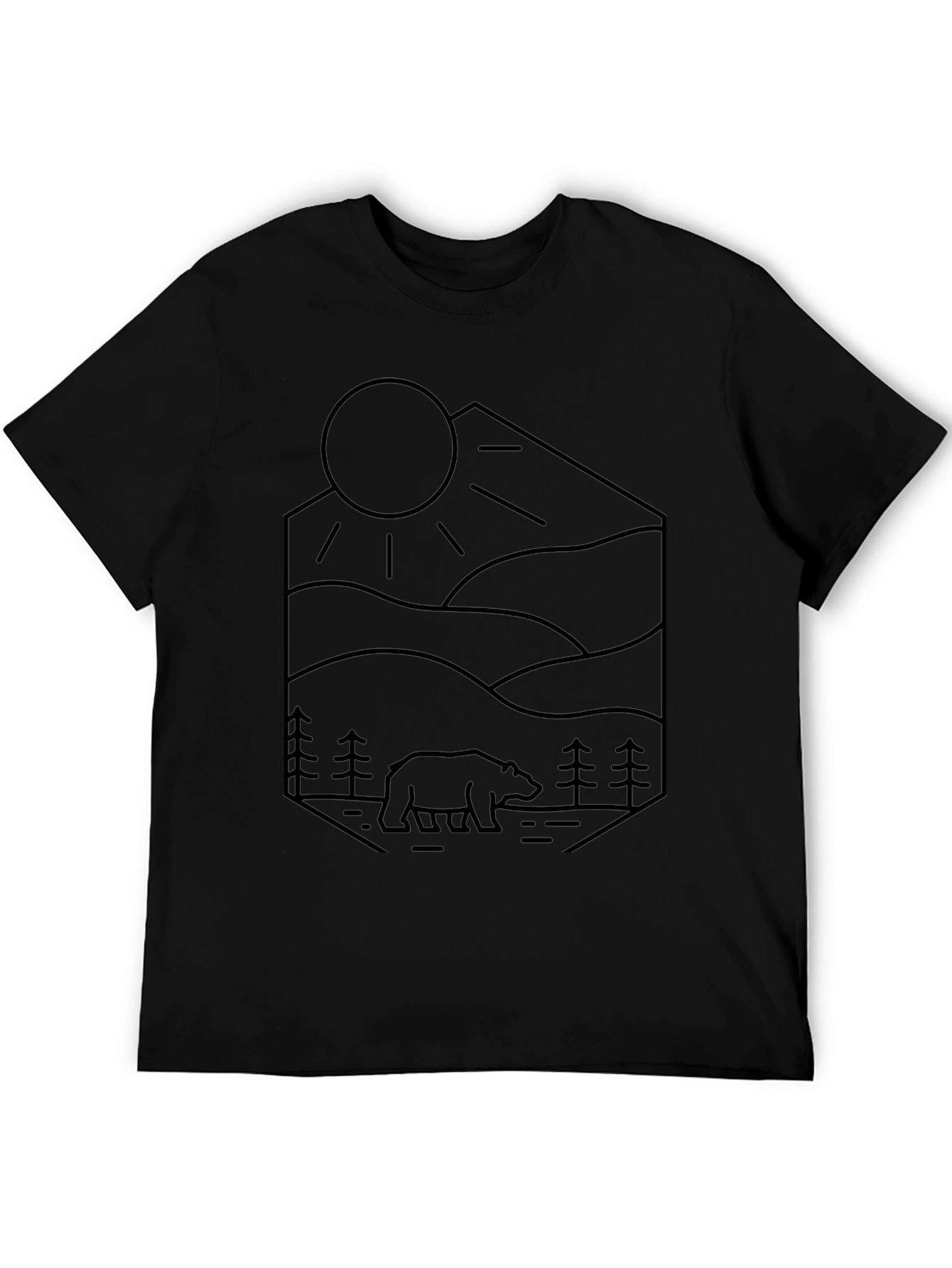 Geometric Bear & Landscape T-Shirt