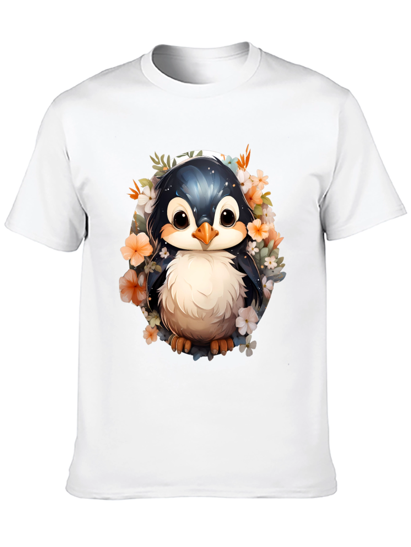 Penguin Floral Graphic Tee - Cute Animal Shirt