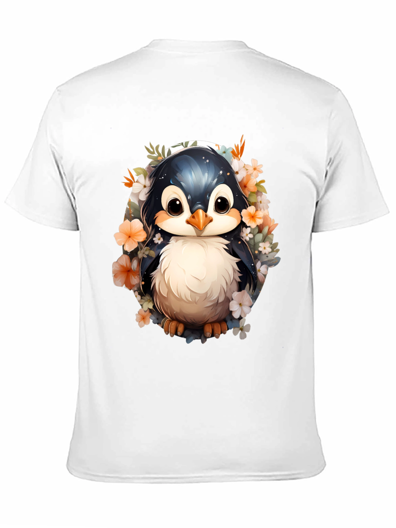 Penguin Floral Graphic Tee - Cute Animal Shirt