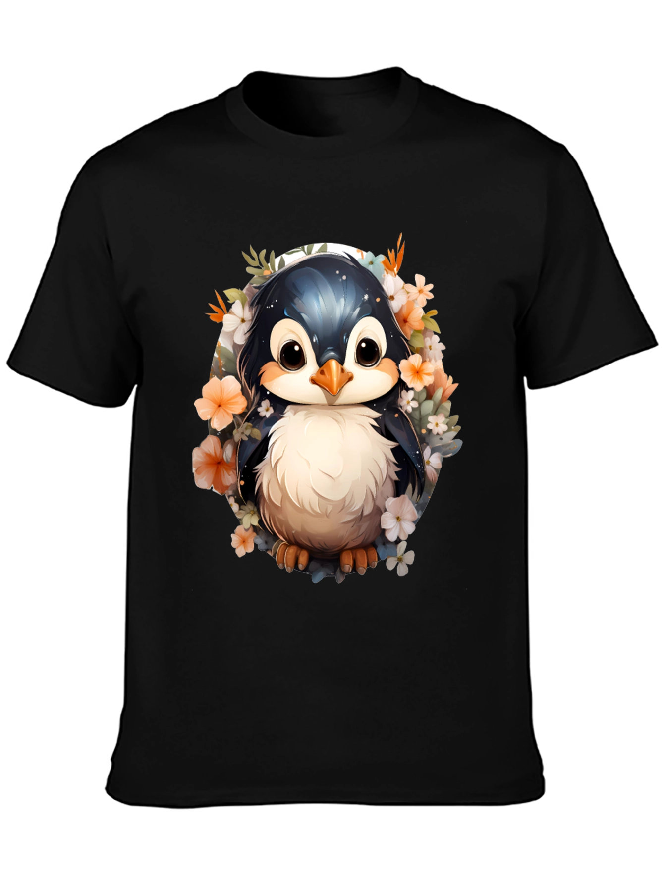Penguin Floral Graphic Tee - Cute Animal Shirt