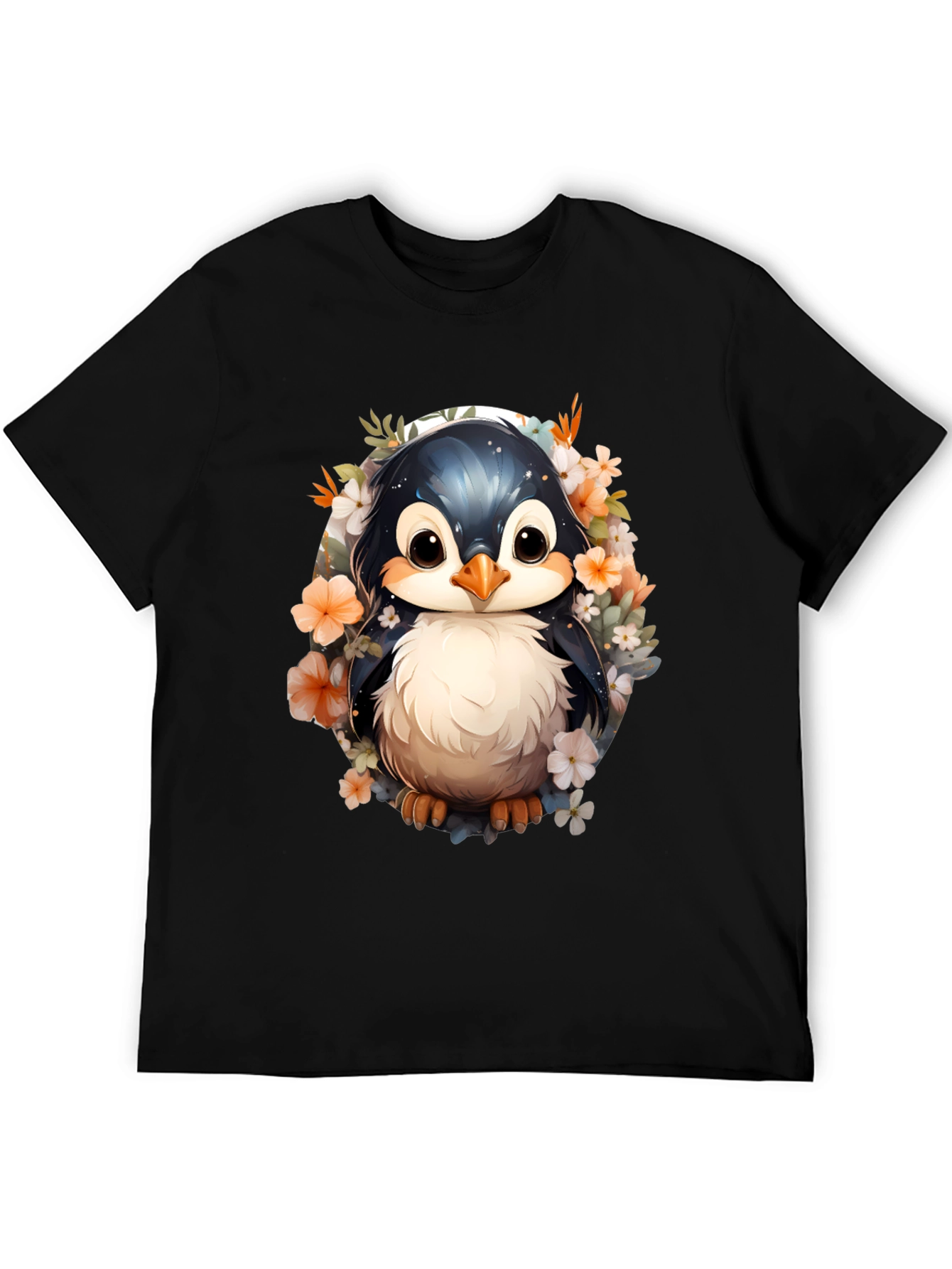 Penguin Floral Graphic Tee - Cute Animal Shirt