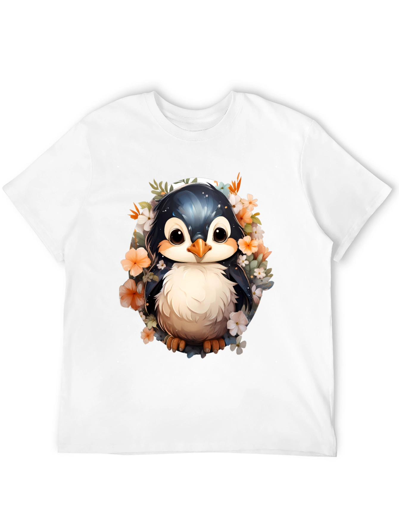 Penguin Floral Graphic Tee - Cute Animal Shirt