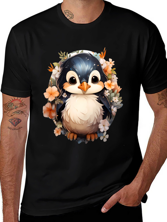 Penguin Floral Graphic Tee - Cute Animal Shirt