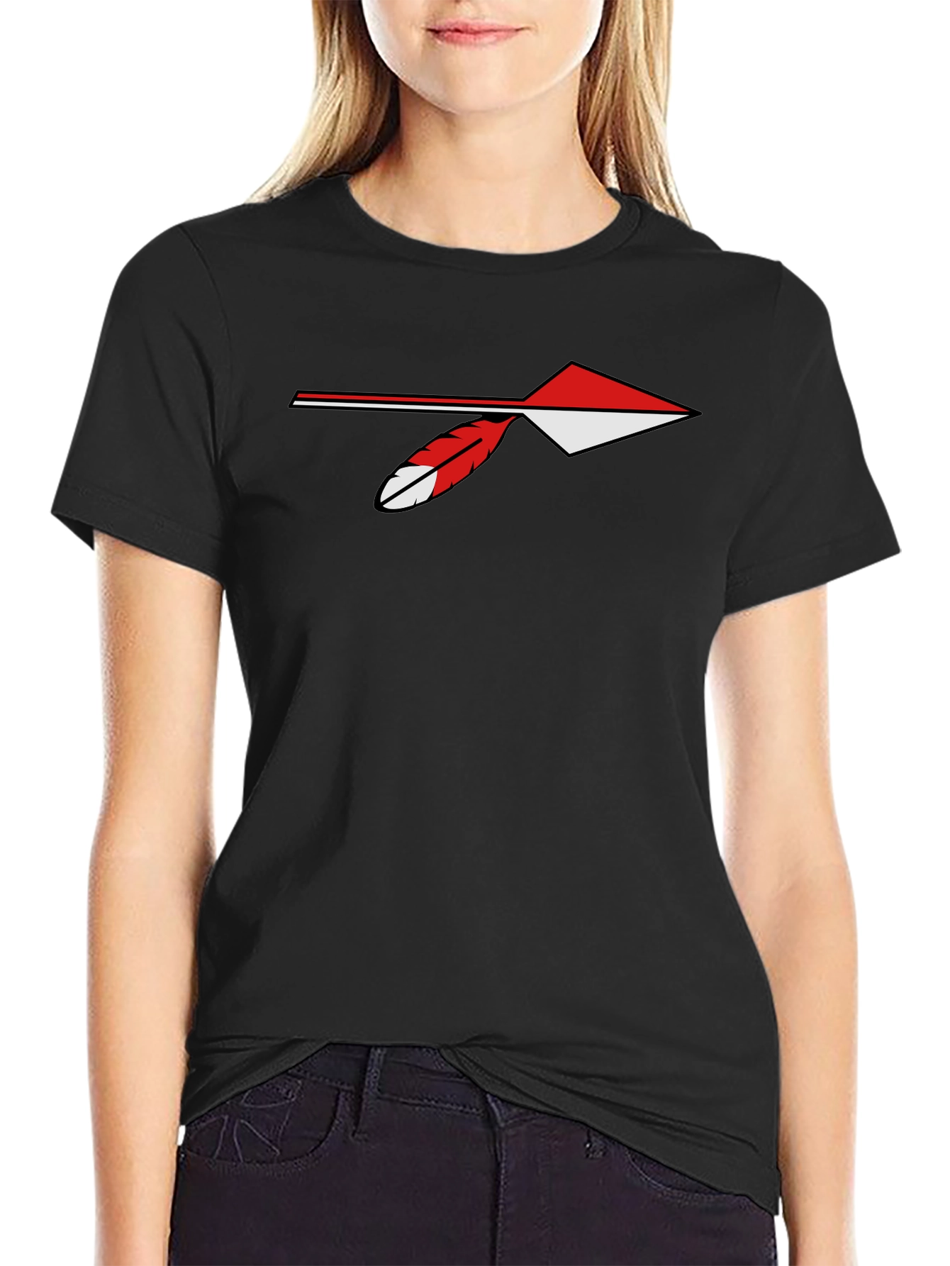 Arrowhead Feather Graphic Tee - Casual Black T-Shirt