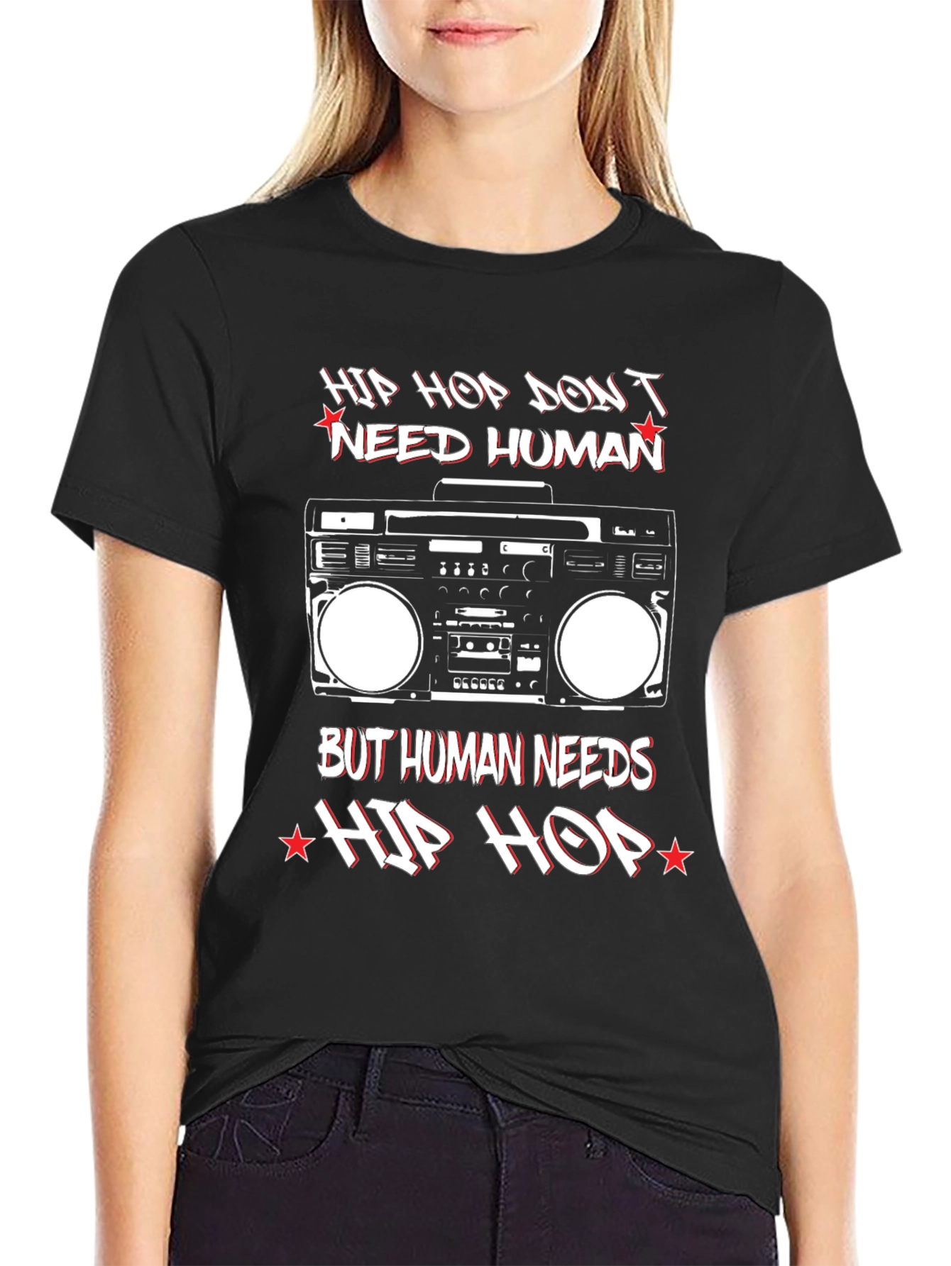 Hip Hop Music T-Shirt Retro Boombox Graphic Tee