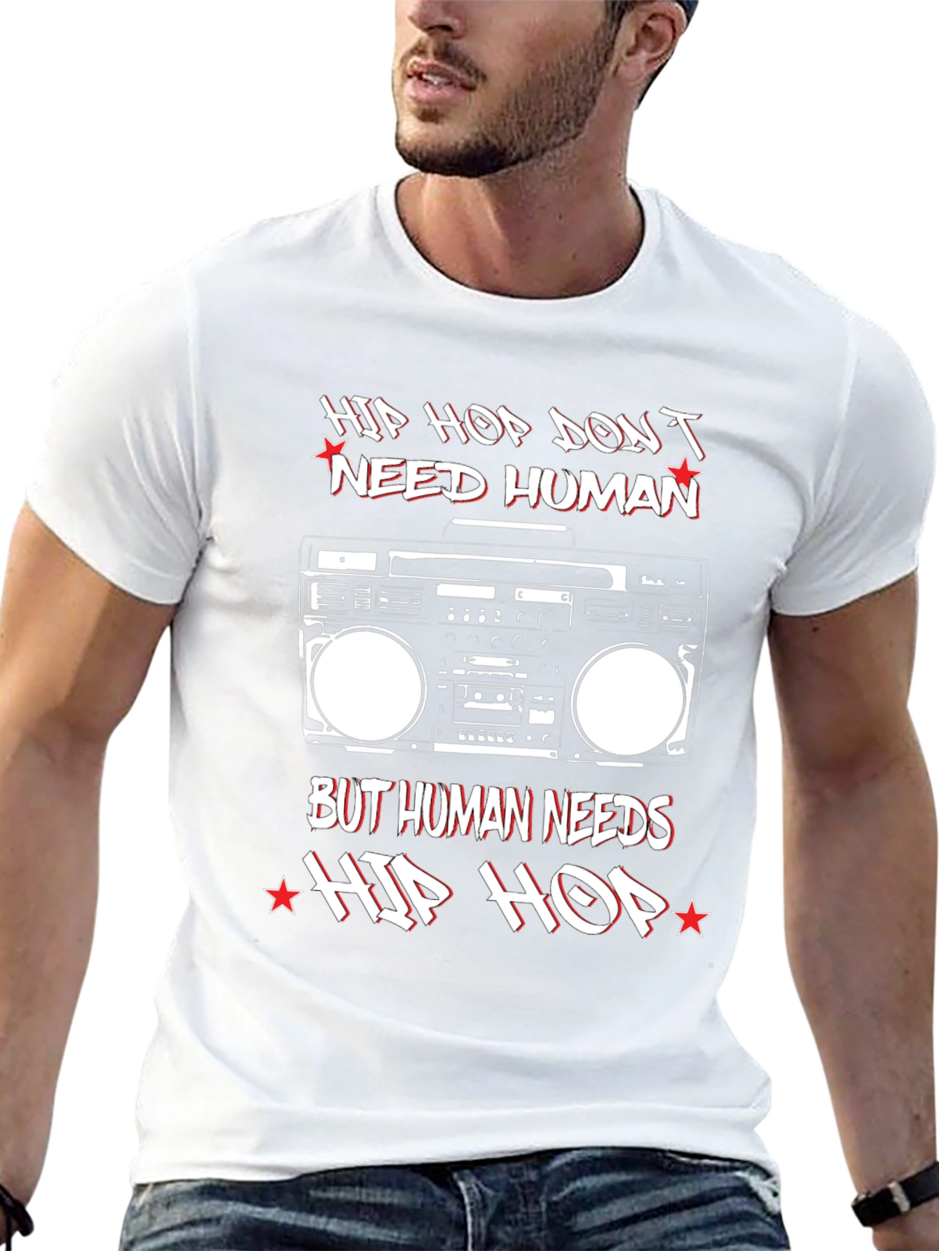 Hip Hop Music T-Shirt Retro Boombox Graphic Tee