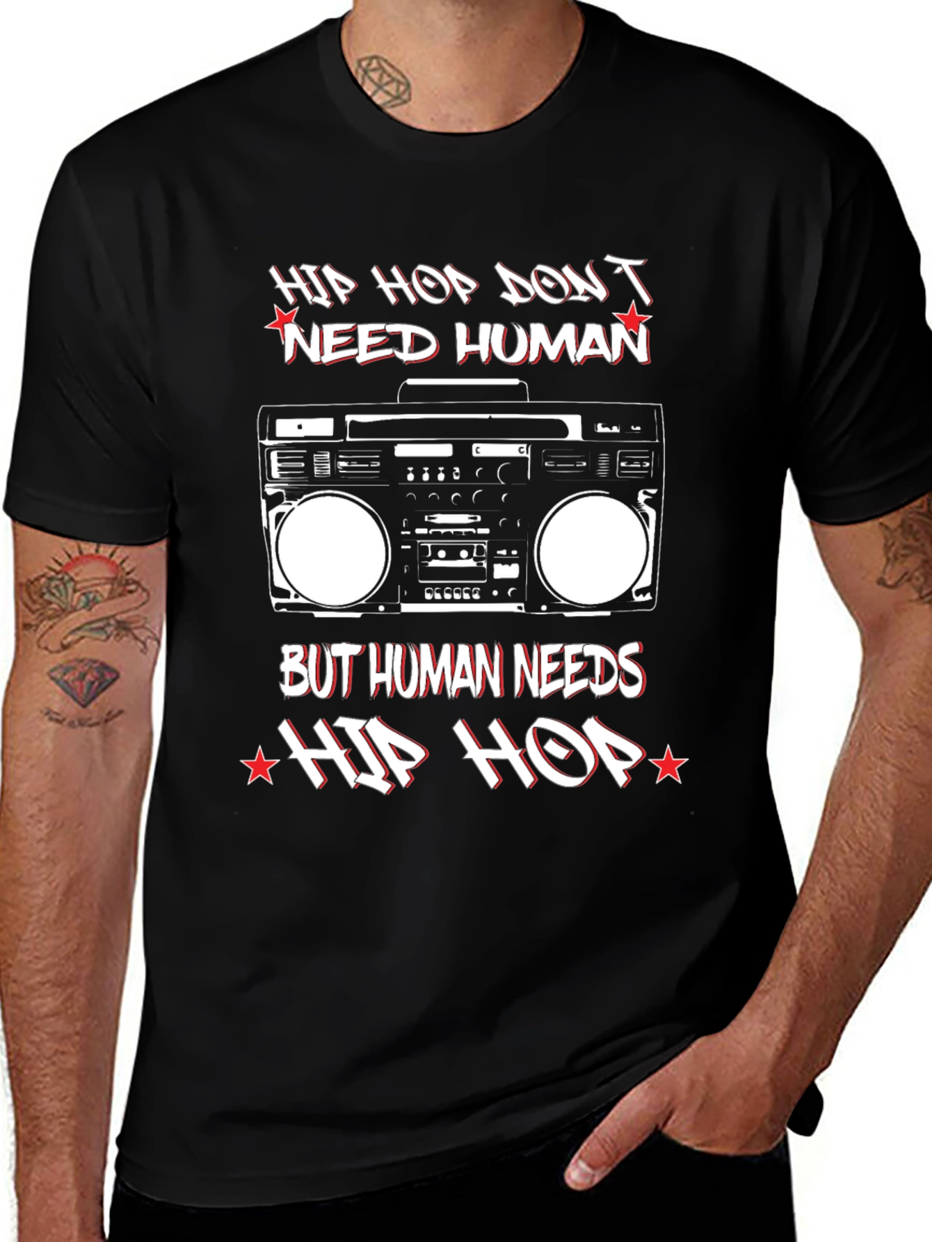 Hip Hop Music T-Shirt Retro Boombox Graphic Tee