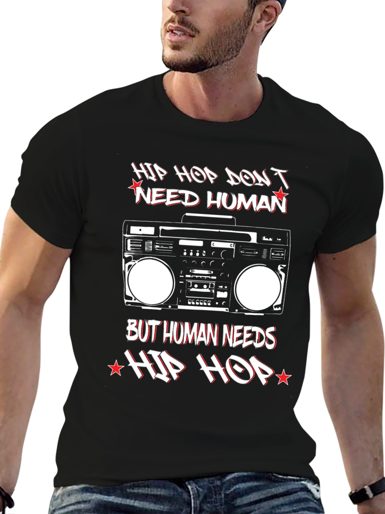 Hip Hop Music T-Shirt Retro Boombox Graphic Tee